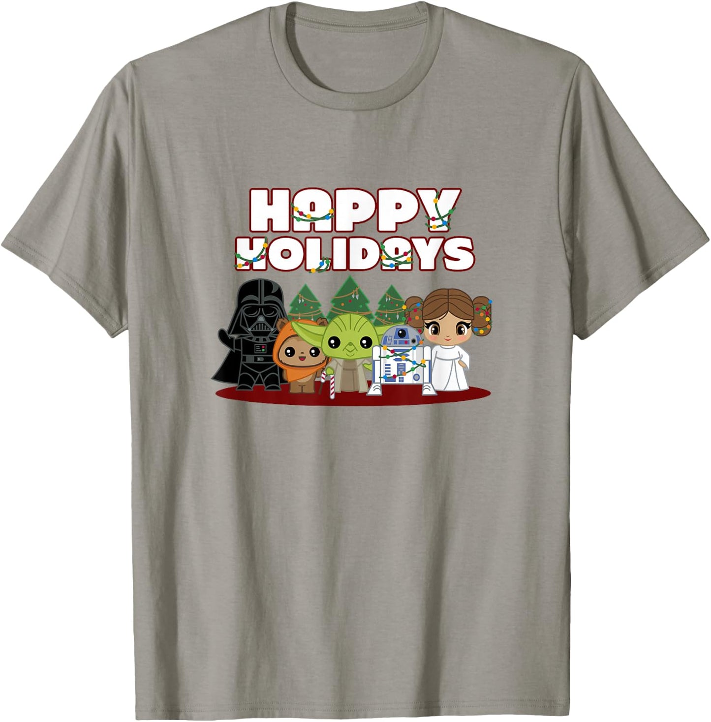 Star Wars Christmas Main Characters Happy Holidays Chibi T-Shirt - T-Shirt | Sand