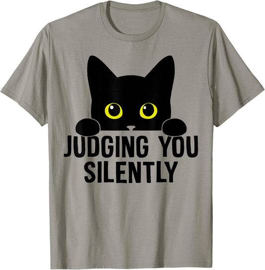 Funny Cat Judging You Silently Sarcastic Cat T-Shirt - T-Shirt | Sand