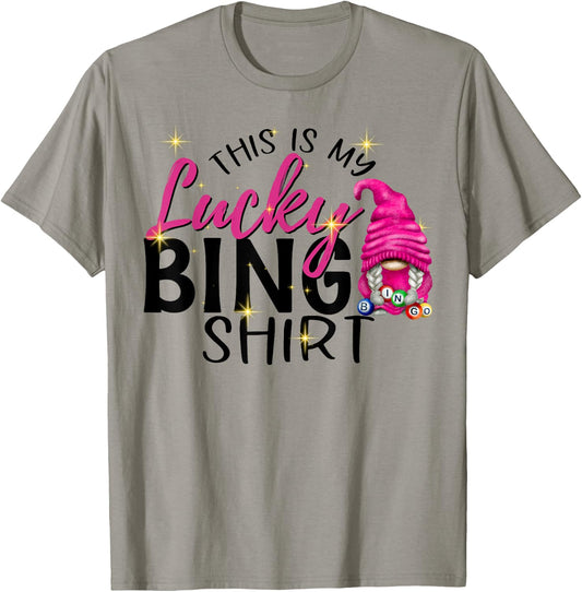 This is My Lucky Bingo Funny Bingo Lover Gnome T-Shirt - T-Shirt | Sand