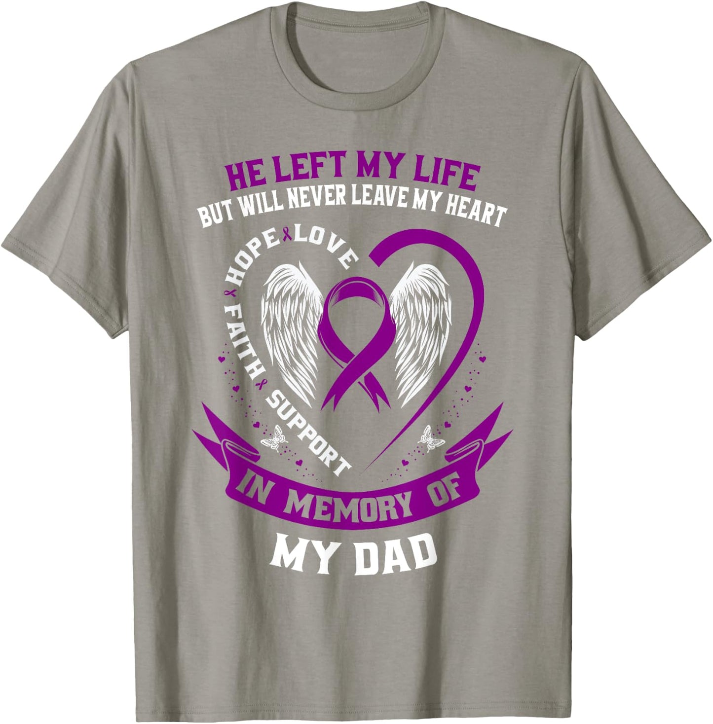 Memorial Gifts Loss Dad Father Pancreatic Cancer Awareness T-Shirt - T-Shirt | Sand