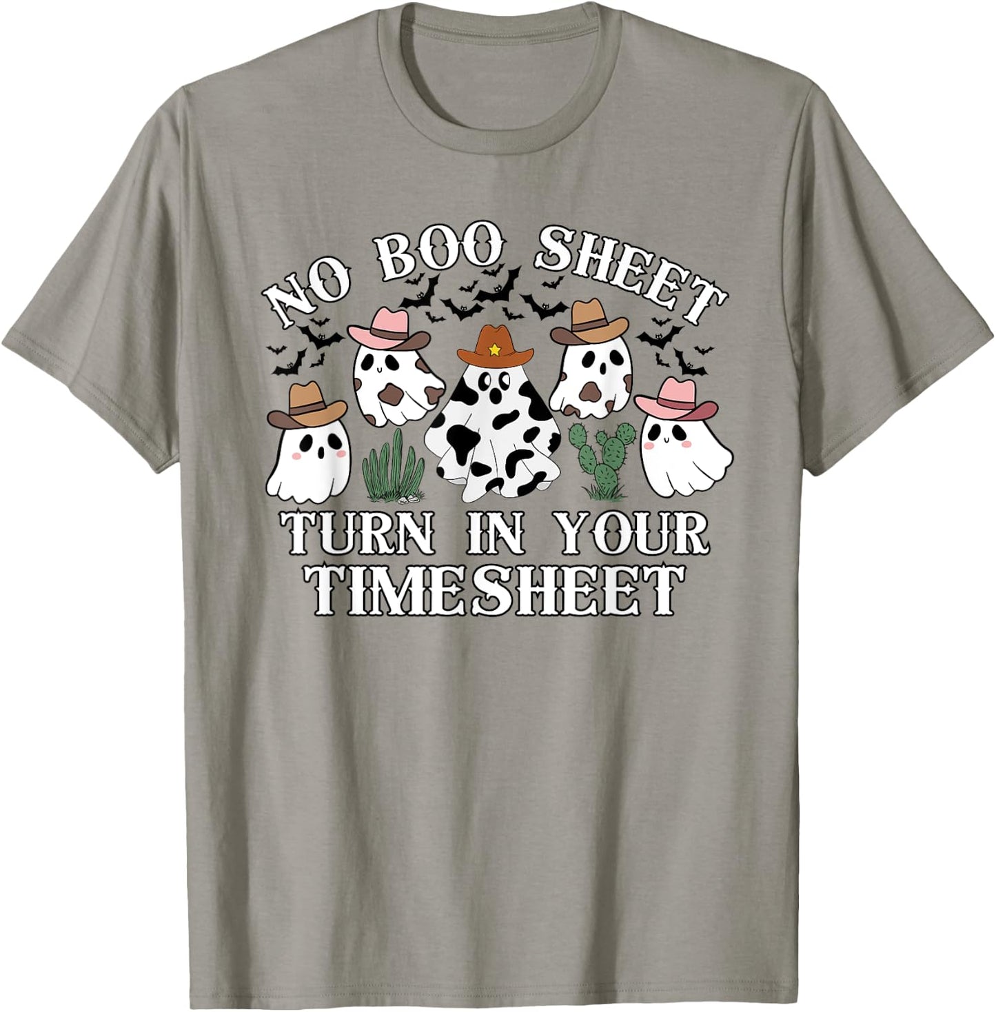 No Boo Sheet Timesheet Funny HR Payroll Halloween Ghosts T-Shirt - T-Shirt | Sand