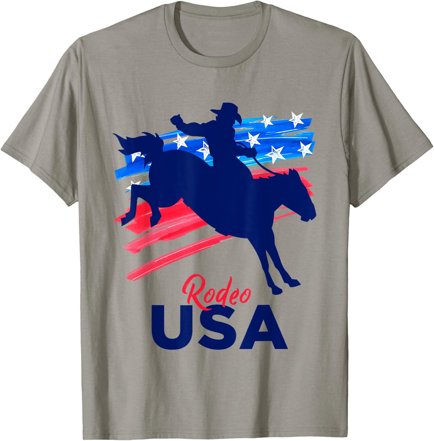 Rodeo Support the Team Rodeo Cowboy Rider Horse USA Flag T-Shirt - T-Shirt | Sand