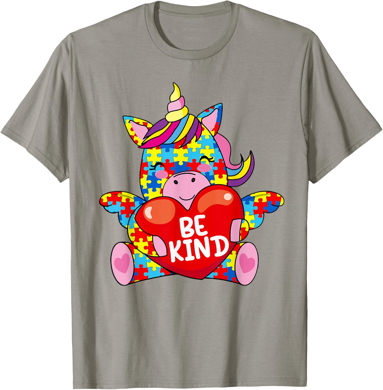 Be Kind Shirt Autism Awareness Gift Kid Girl Toddler Unicorn T-Shirt - T-Shirt | Sand