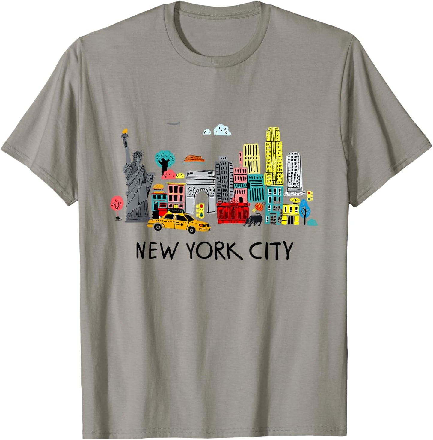 Cool New York City Sketch Drawing Art Illustration Graphic T-Shirt - T-Shirt | Sand
