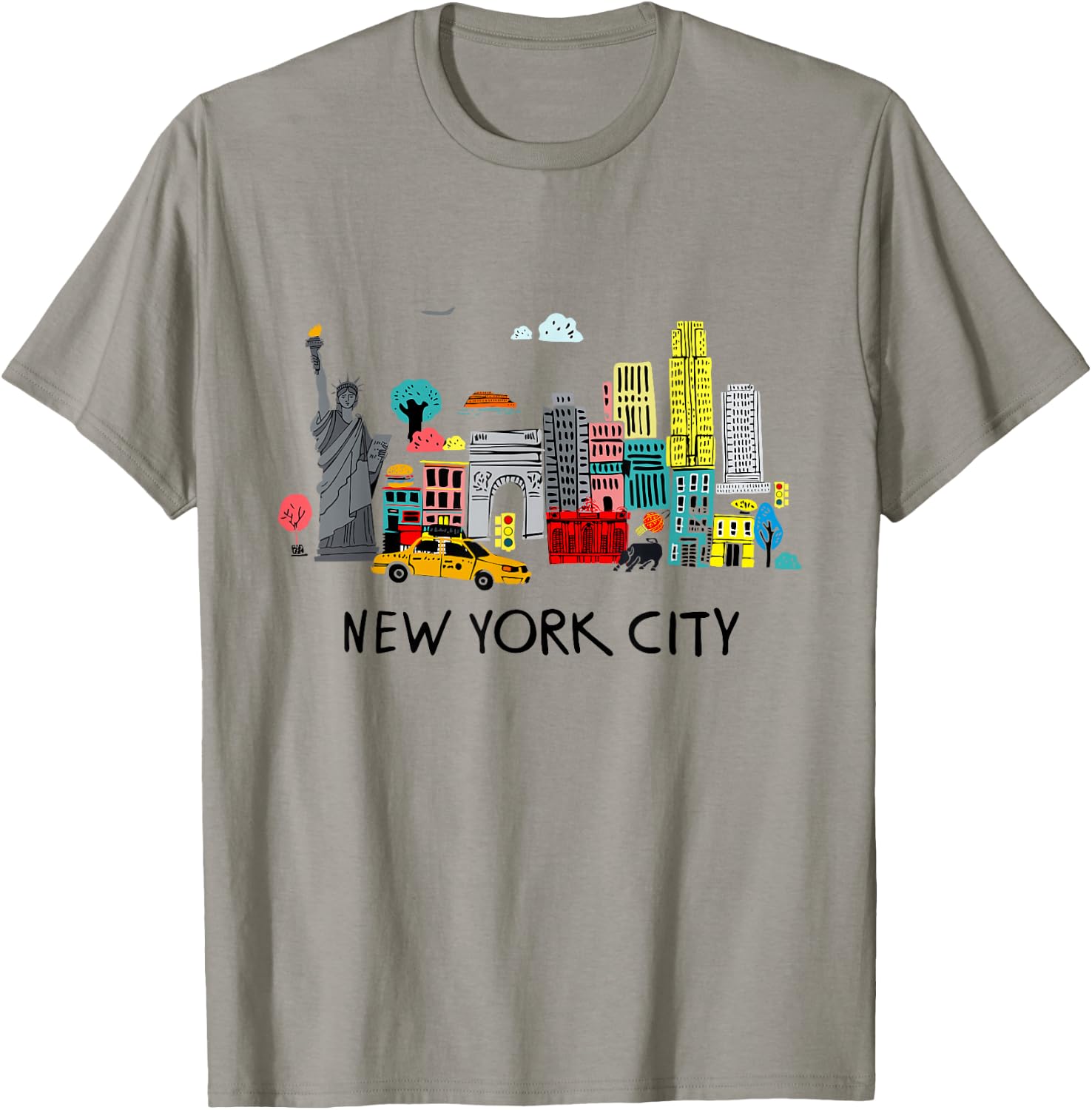 Cool New York City Sketch Drawing Art Illustration Graphic T-Shirt - T-Shirt | Sand