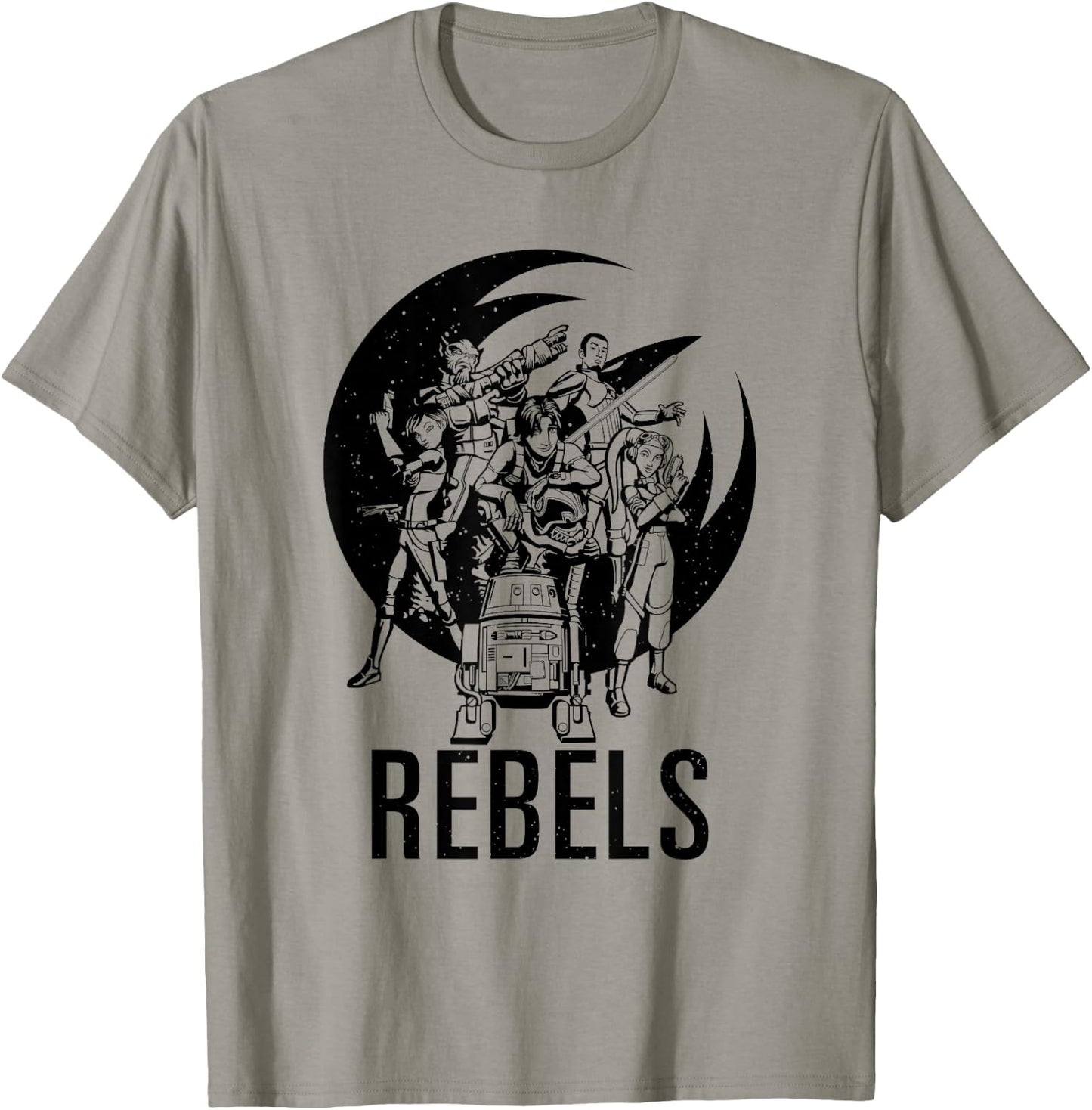 Star Wars Rebels Main Heroes Black & White Group Shot T-Shirt - T-Shirt | Sand