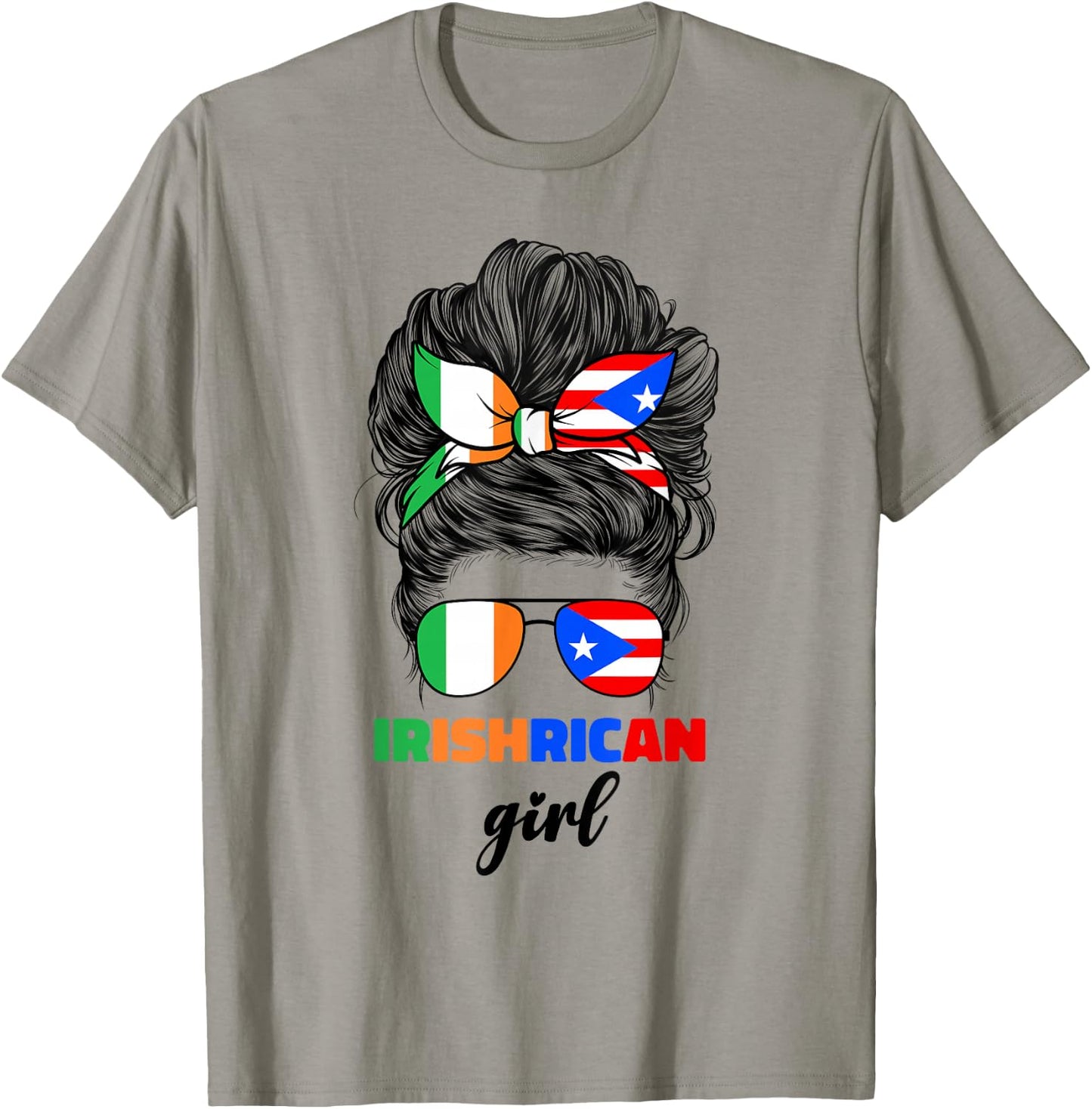 Half Irish And Puerto Rican Rico Ireland Flag Girl T-Shirt - T-Shirt | Sand