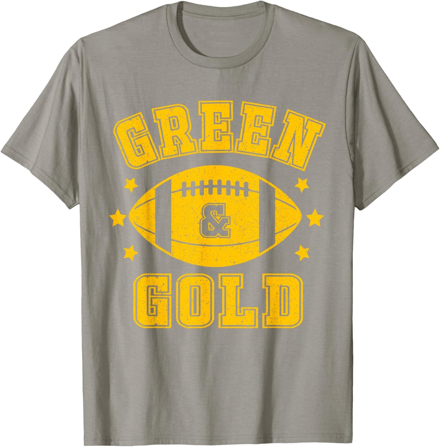 On Gameday Football We Wear Green And Gold School Spirit T-Shirt - T-Shirt | Sand