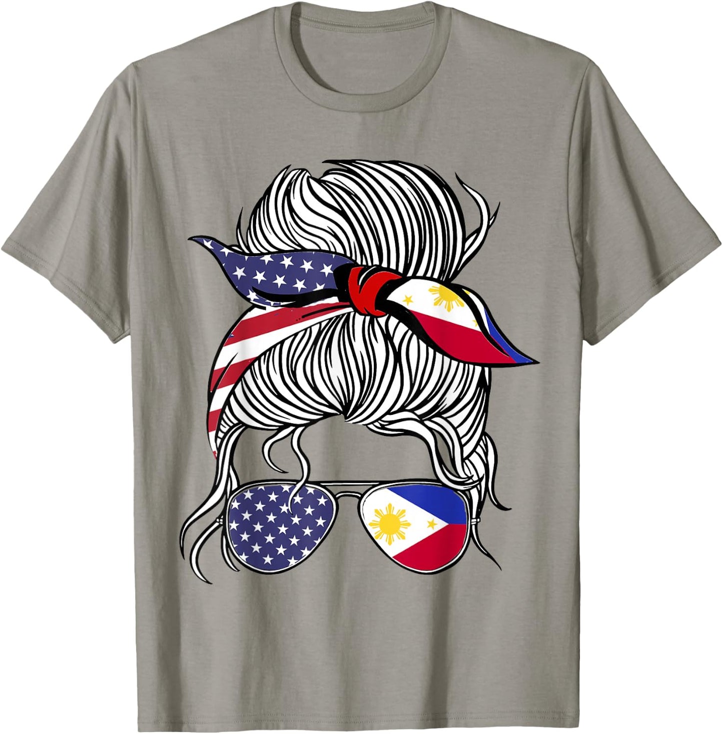 American Filipina Patriot Flag Women Girl Philippines Grown T-Shirt - T-Shirt | Sand