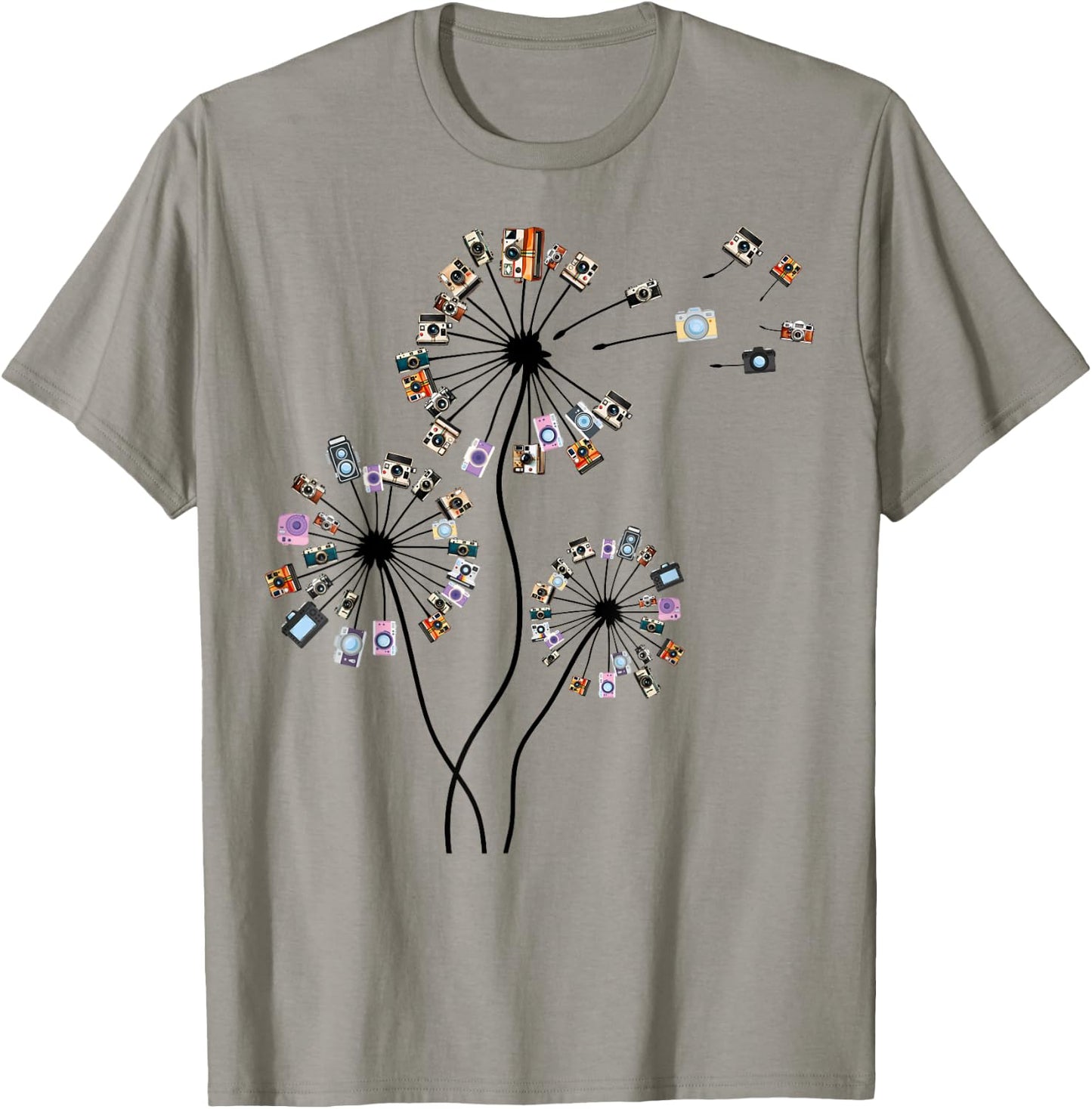 Photographer Vintage Camera Dandelion Graphic Photography T-Shirt - T-Shirt | Sand