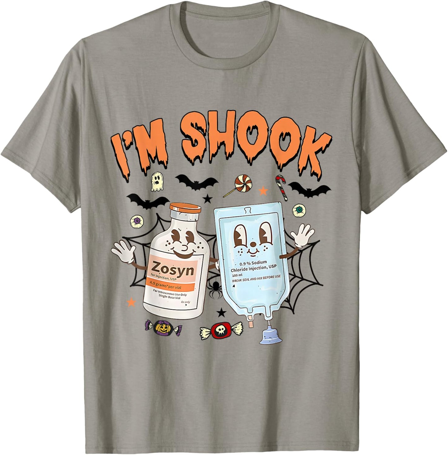 Funny Zosyn I'm In Shook Halloween Spooky ICU ER Nurses Week T-Shirt - T-Shirt | Sand