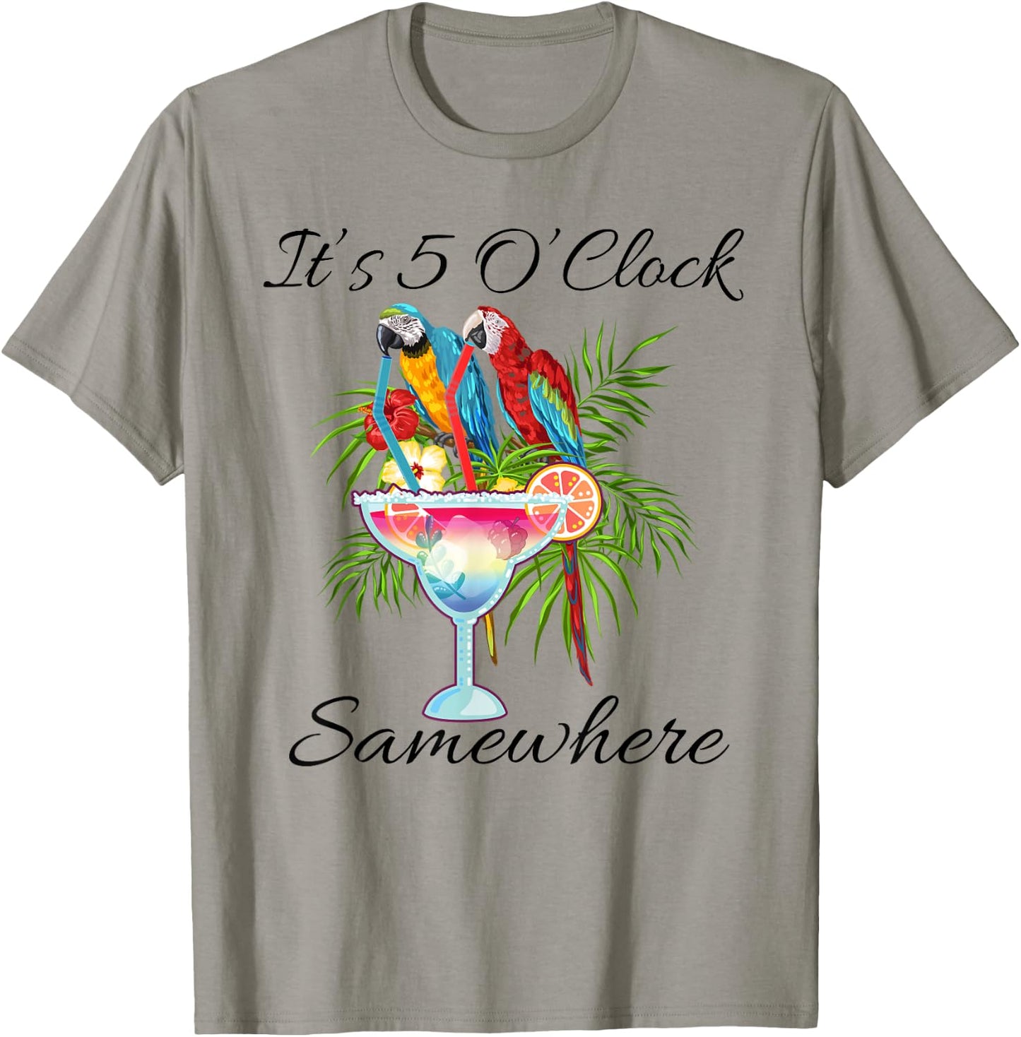 Parrots Drinking Margarita Shirt,It's 5 O'clock Somewhere T-Shirt - T-Shirt | Sand