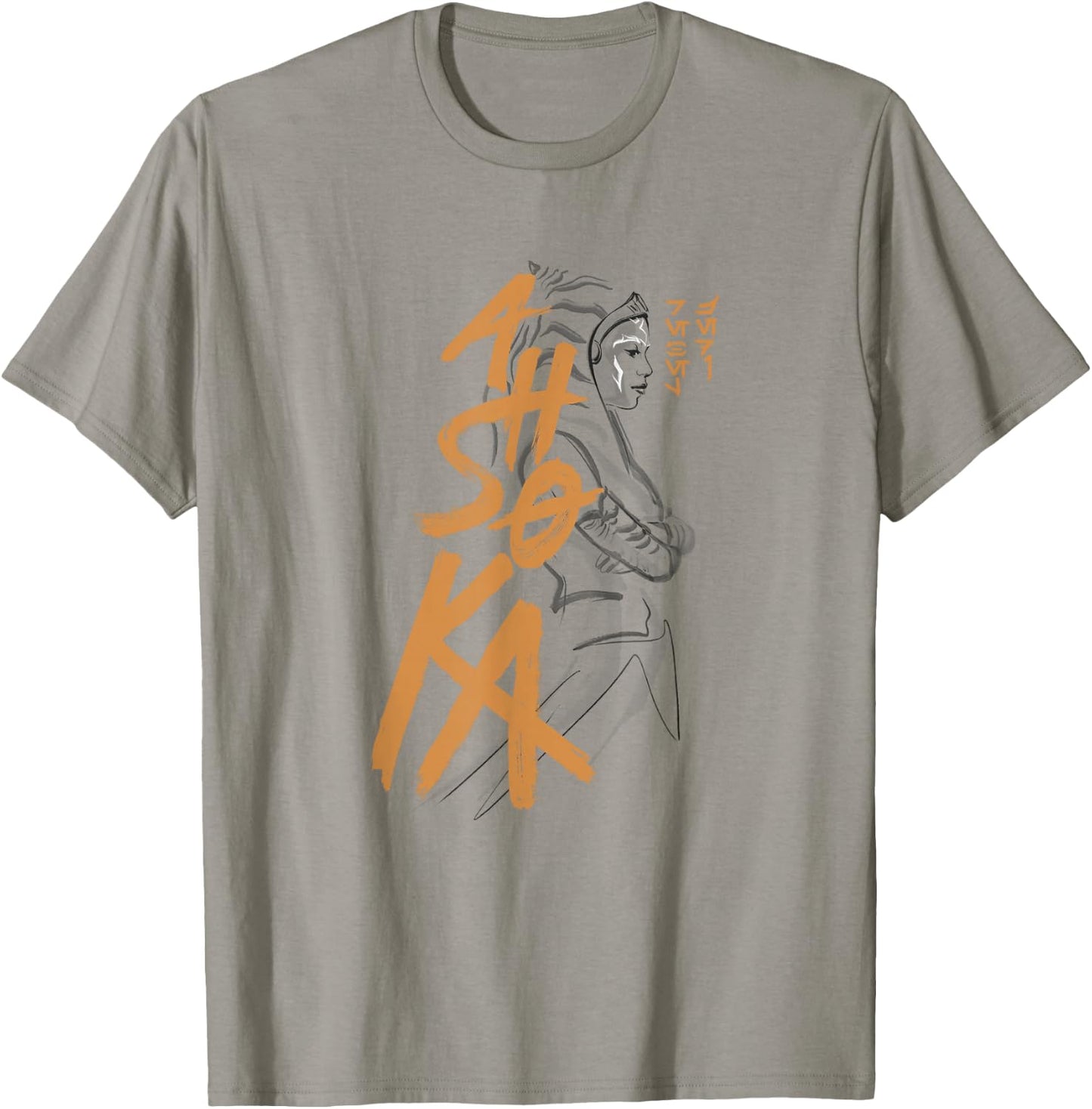 Star Wars: Ahsoka Outline Paint Brush Strokes Portrait T-Shirt - T-Shirt | Sand