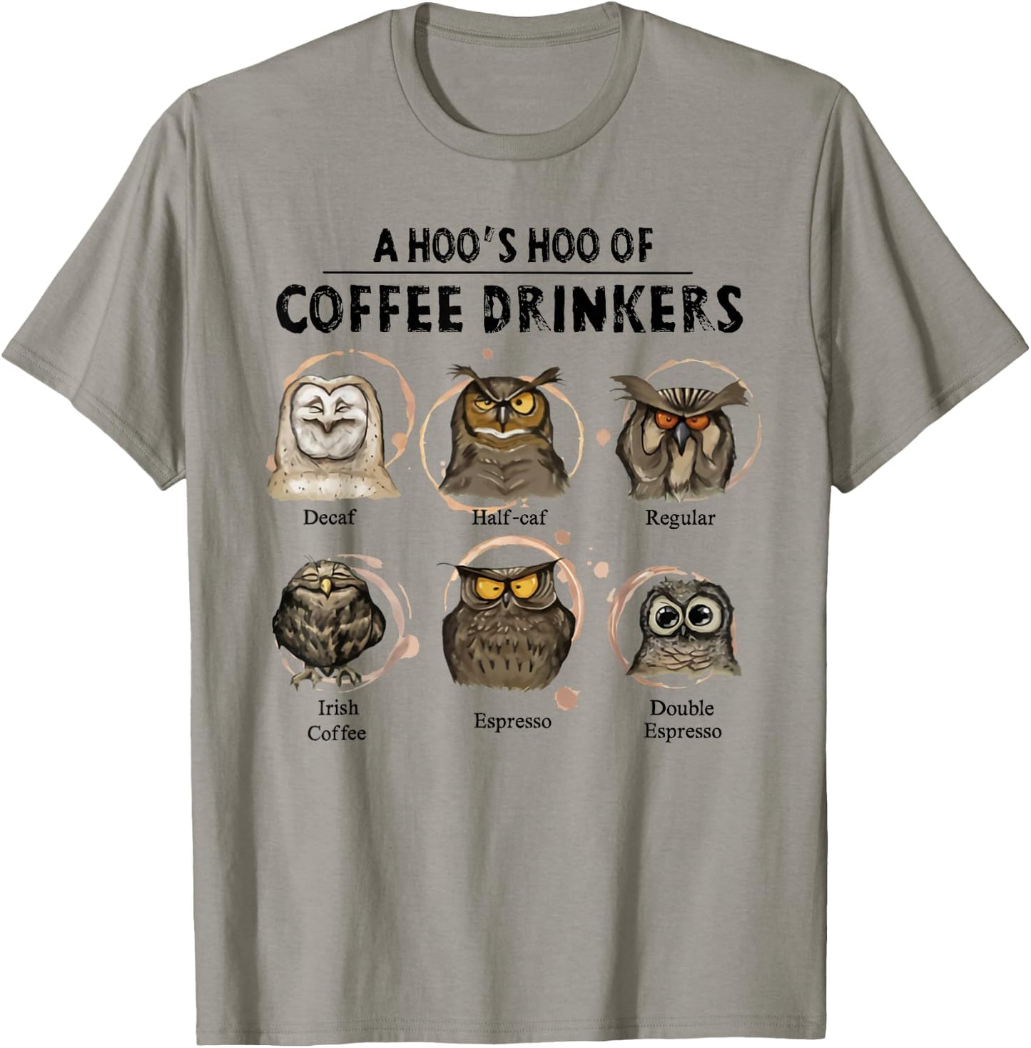 A hoo's hoo of coffee drinkers owl T-Shirt - T-Shirt | Sand