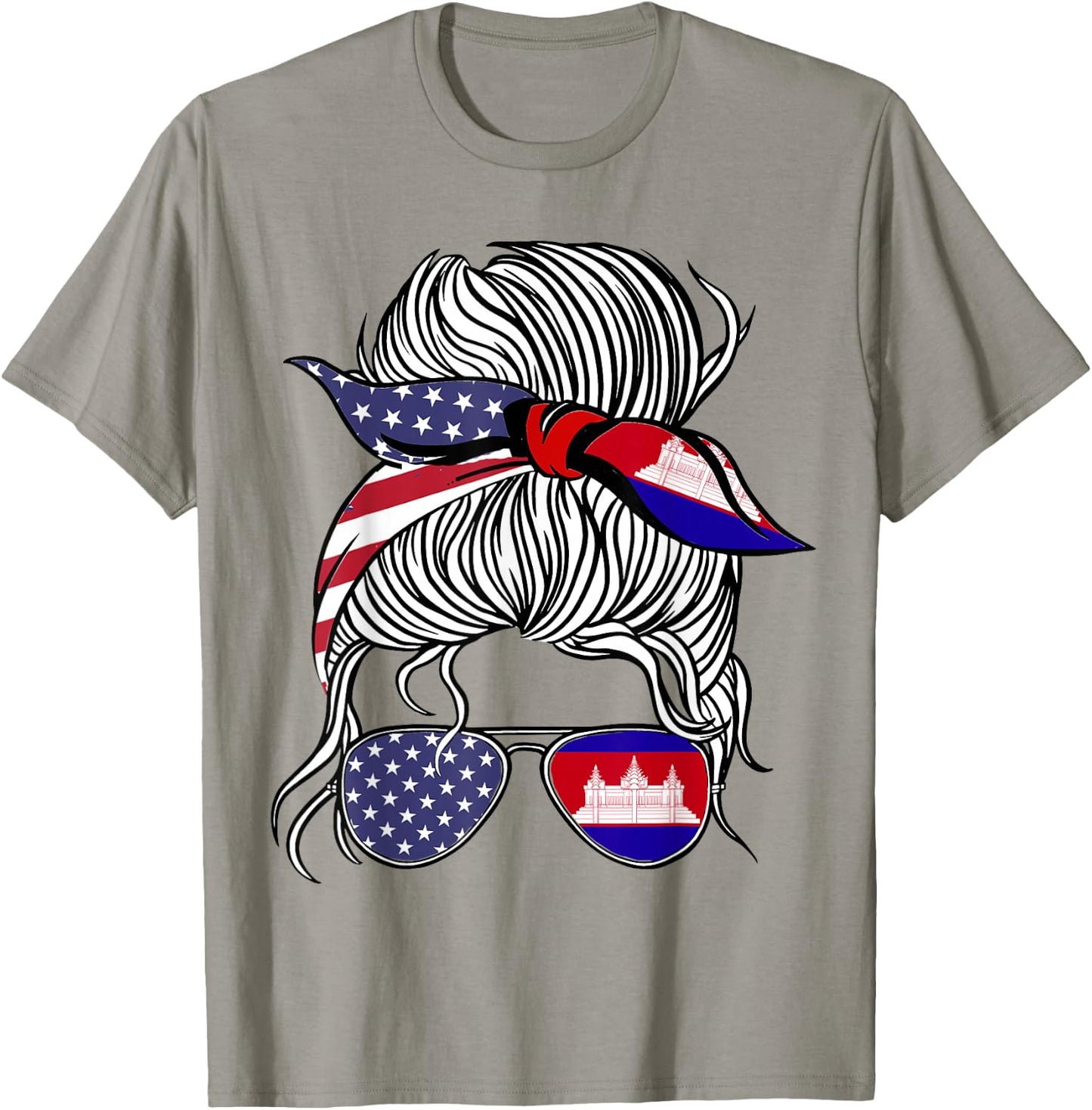 American Cambodian Patriot Flag Women Girl Cambodia Grown T-Shirt - T-Shirt | Sand