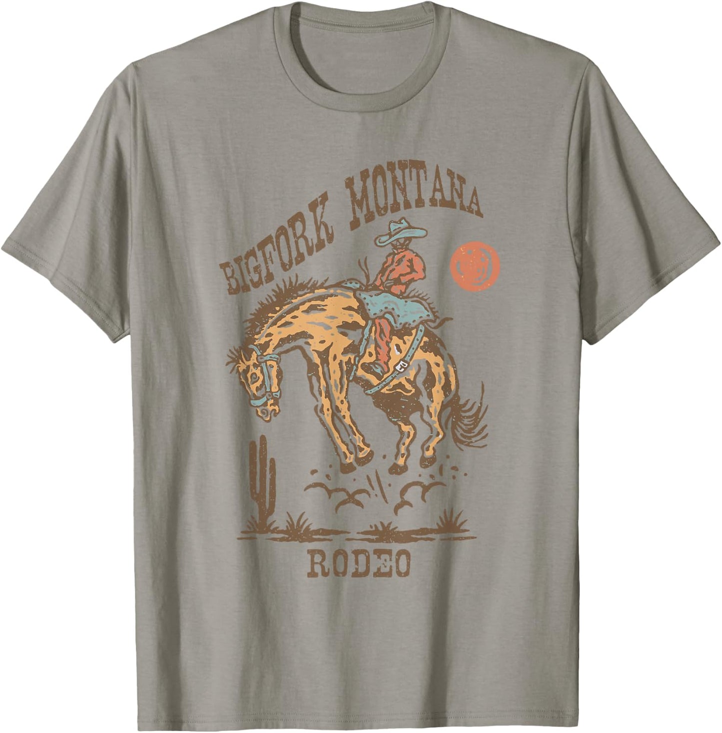 Bigfork Montana Rodeo | Vintage Cowgirl T-Shirt - T-Shirt | Sand