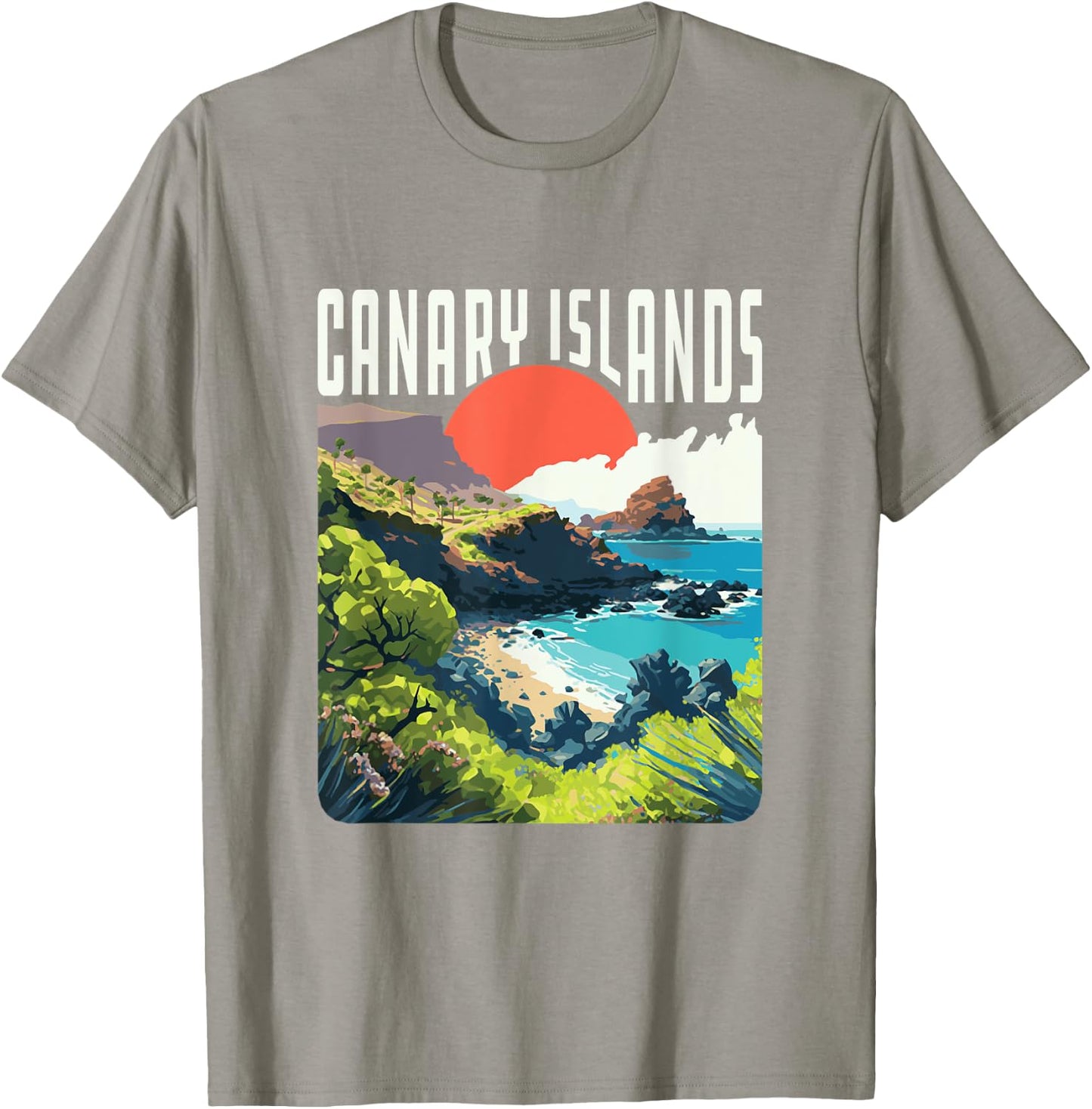 Canary Islands Vintage WPA Style Coastline Souvenir T-Shirt - T-Shirt | Sand