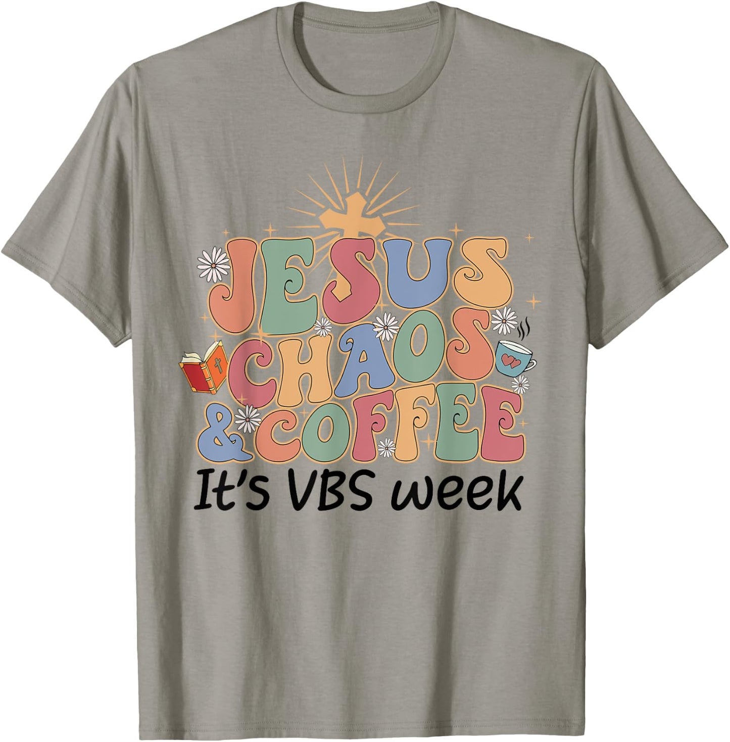 Jesus Chaos and Coffee VBS Crew 2023 T-Shirt - T-Shirt | Sand