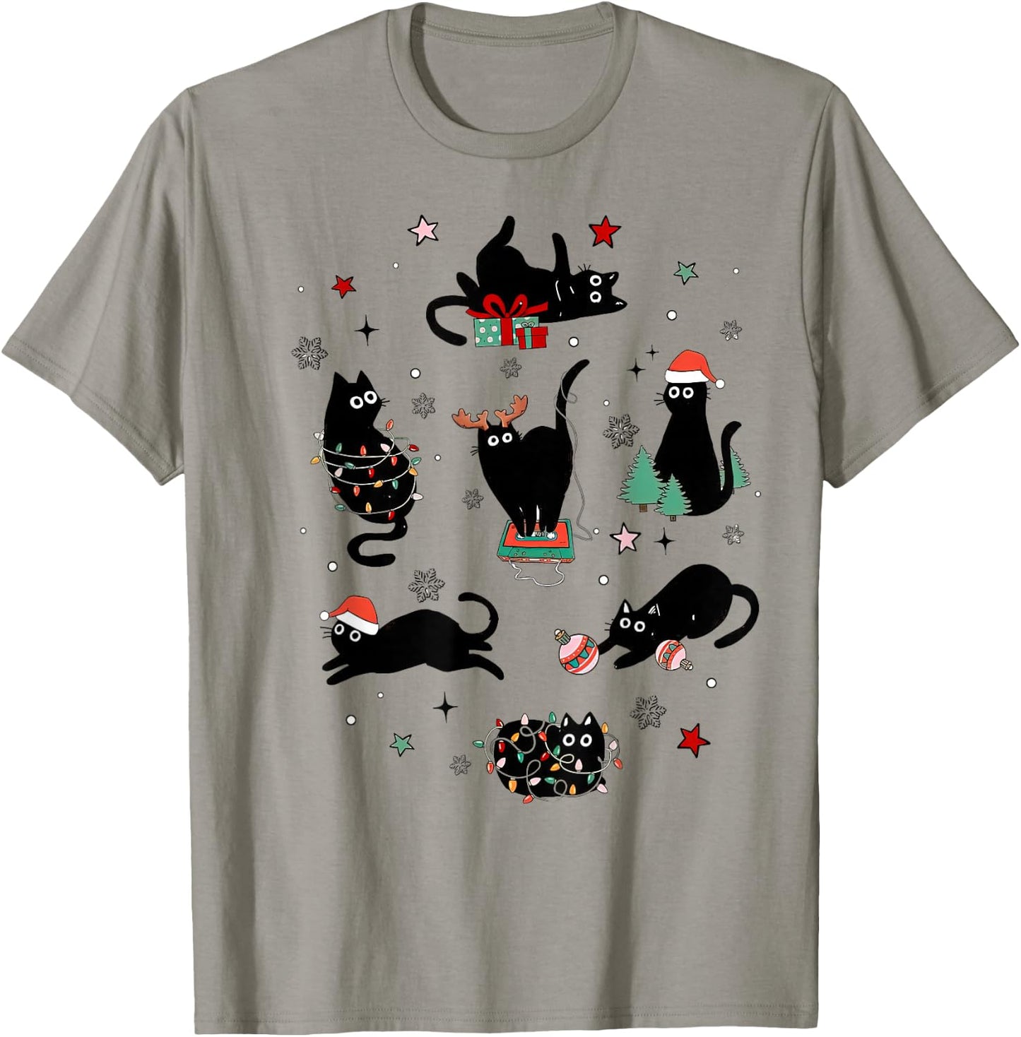 Christmas Black Cats T-Shirt - T-Shirt | Sand