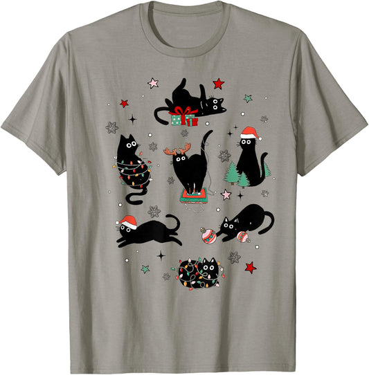 Christmas Black Cats T-Shirt - T-Shirt | Sand