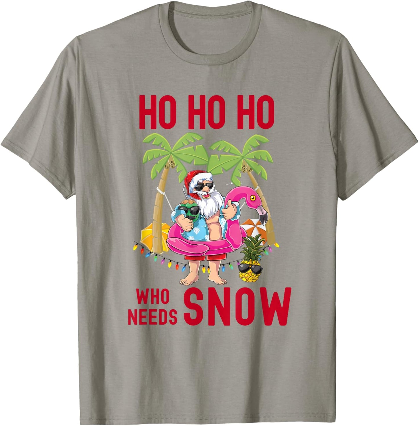 Christmas Palm Tree Santa Surfing Summer Beach Vacation T-Shirt - T-Shirt | Sand