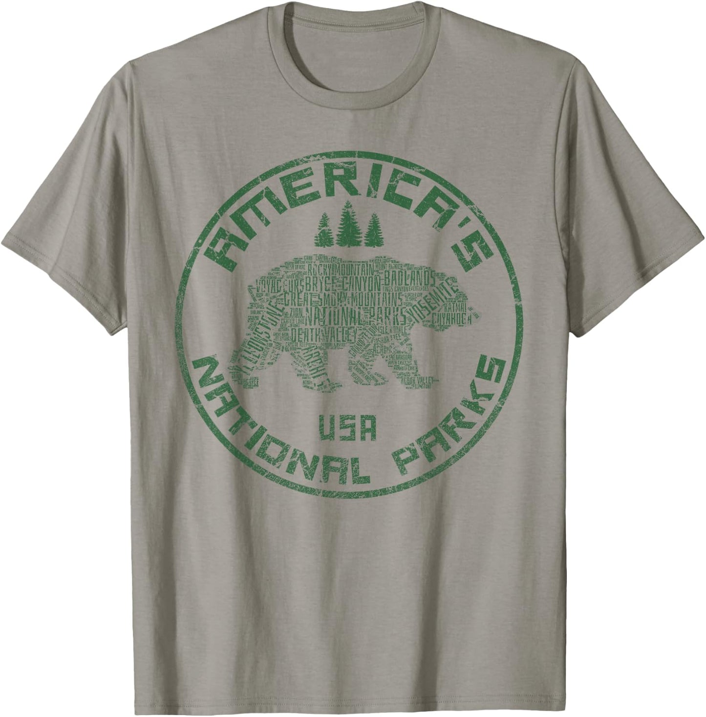 National Parks Bear Hiking Travel Camping Outdoors Retro USA T-Shirt - T-Shirt | Sand