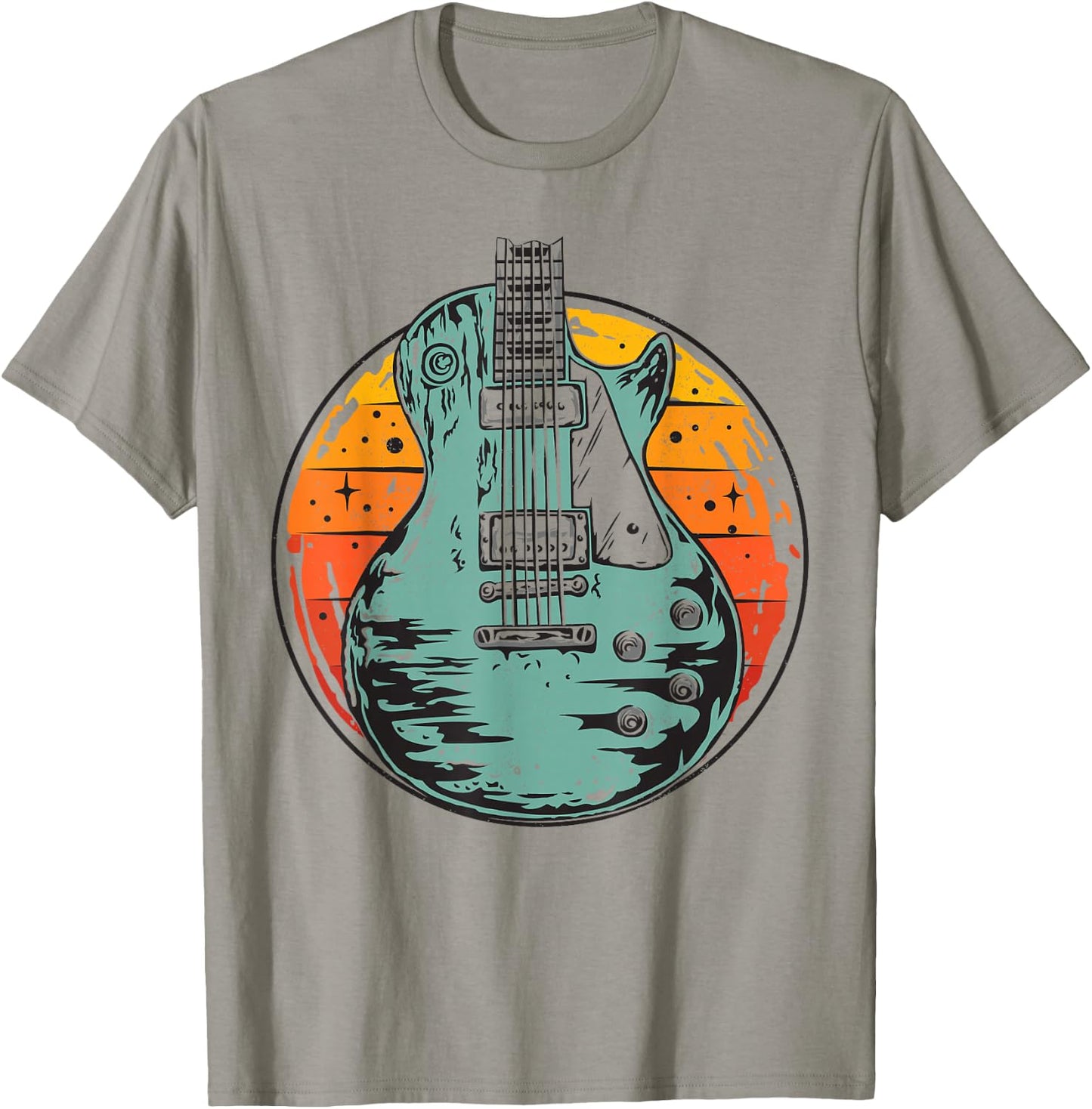 Electric Guitar Retro Sunset Vintage Music Band Guitarist T-Shirt - T-Shirt | Sand