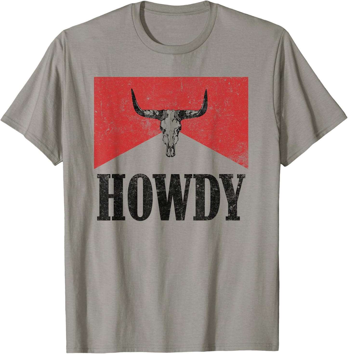 Vintage Bull Skull Hey There Howdy Western Country Cowgirl T-Shirt - T-Shirt | Sand