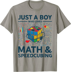 Just A Boy Who Loves Math And Puzzle Cube Funny Puzzle Cube T-Shirt - T-Shirt | Sand