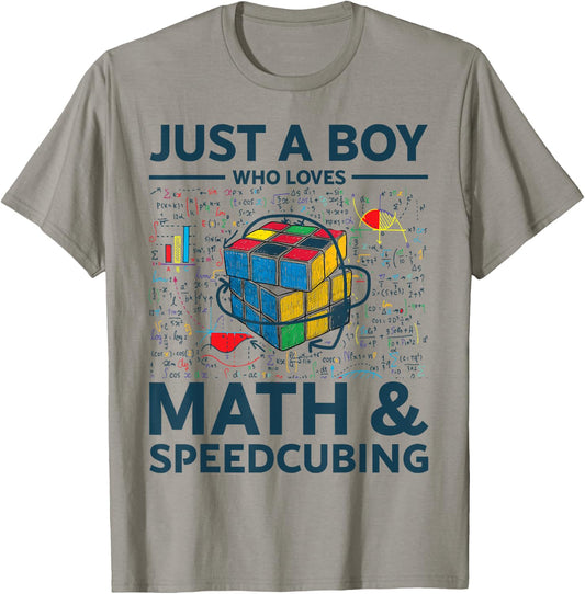 Just A Boy Who Loves Math And Puzzle Cube Funny Puzzle Cube T-Shirt - T-Shirt | Sand