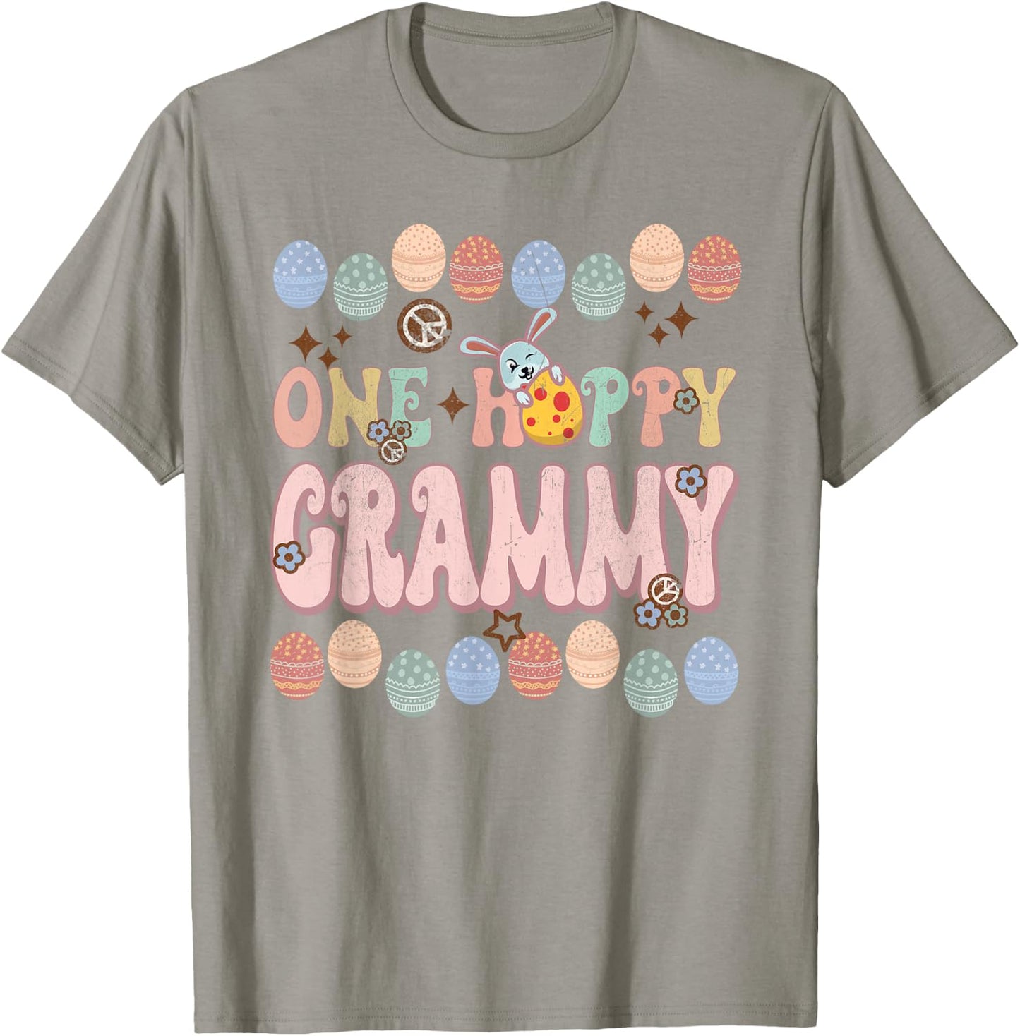 Happy Easter One Hoppy Grammy Funny Groovy Retro Vintage T-Shirt - T-Shirt | Sand