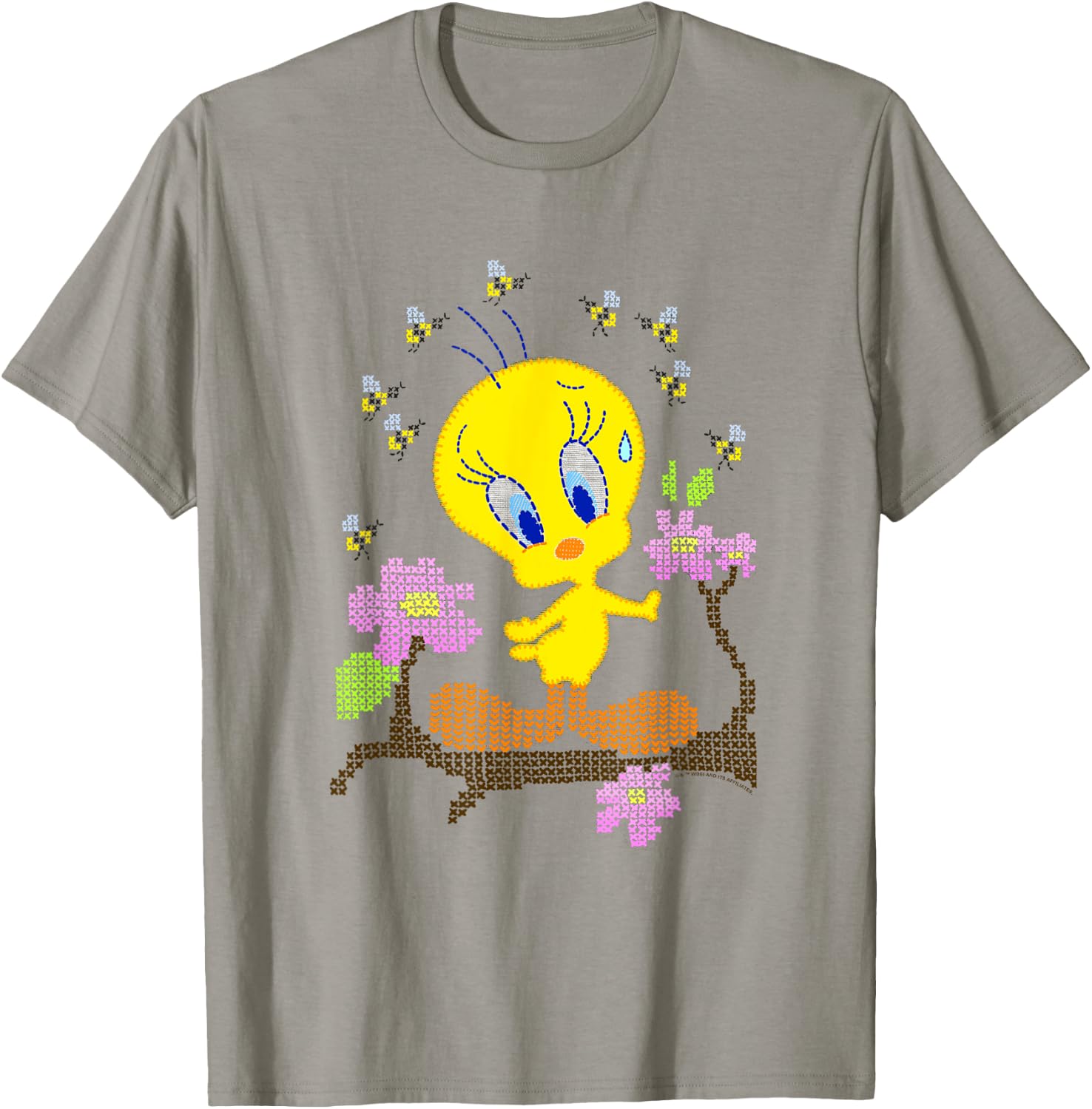 WB100 Looney Tunes Tweety Bird Easter Floral Stitch T-Shirt - T-Shirt | Sand