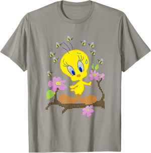 WB100 Looney Tunes Tweety Bird Easter Floral Stitch T-Shirt - T-Shirt | Sand