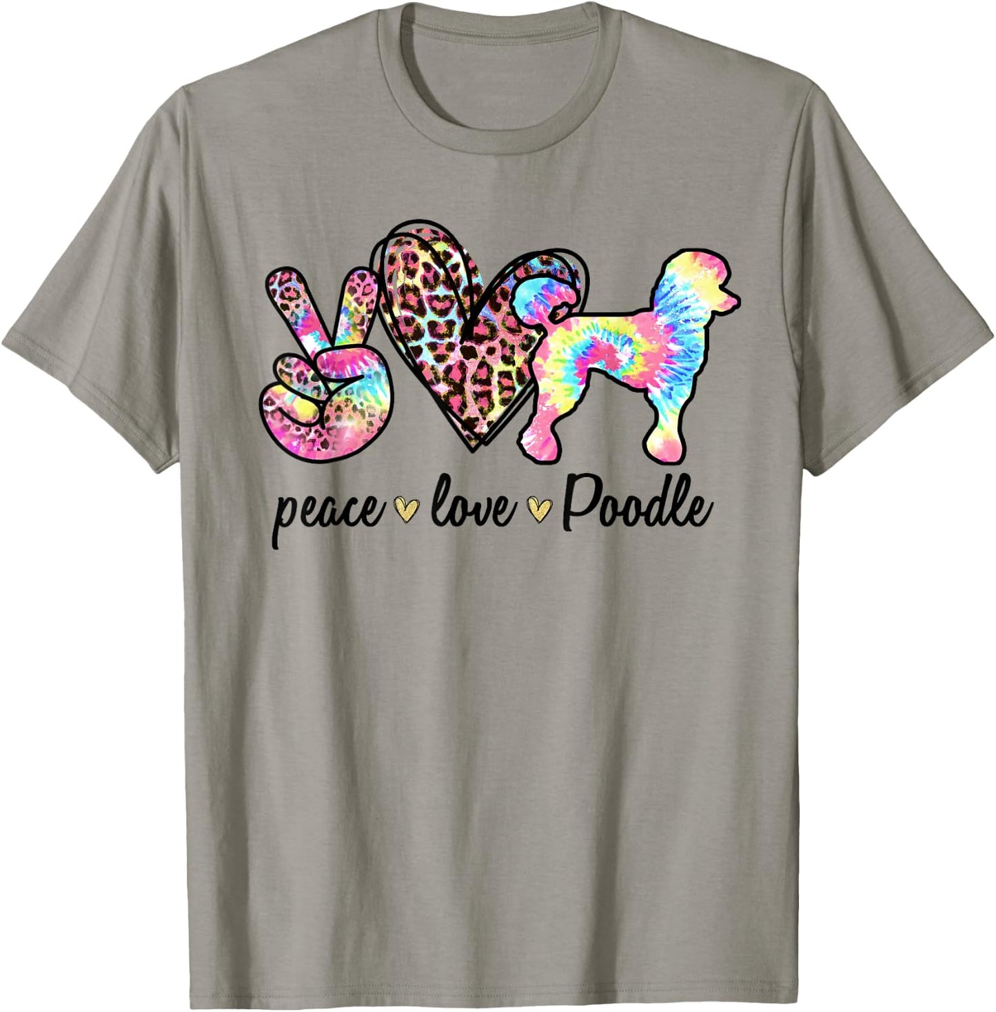 Cute Peace Love Poodle Tie-dye Women Dog Lover Mothers Day T-Shirt - T-Shirt | Sand