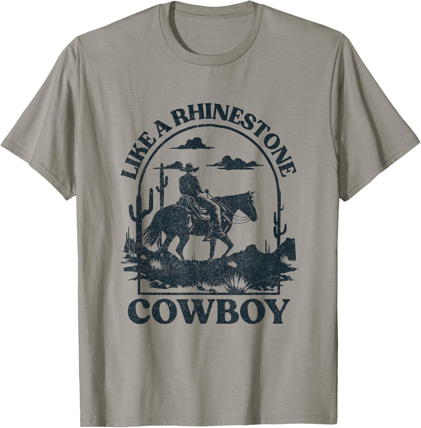 Like A Rhinestone Cowboy Horseback Western Rodeo Country T-Shirt - T-Shirt | Sand