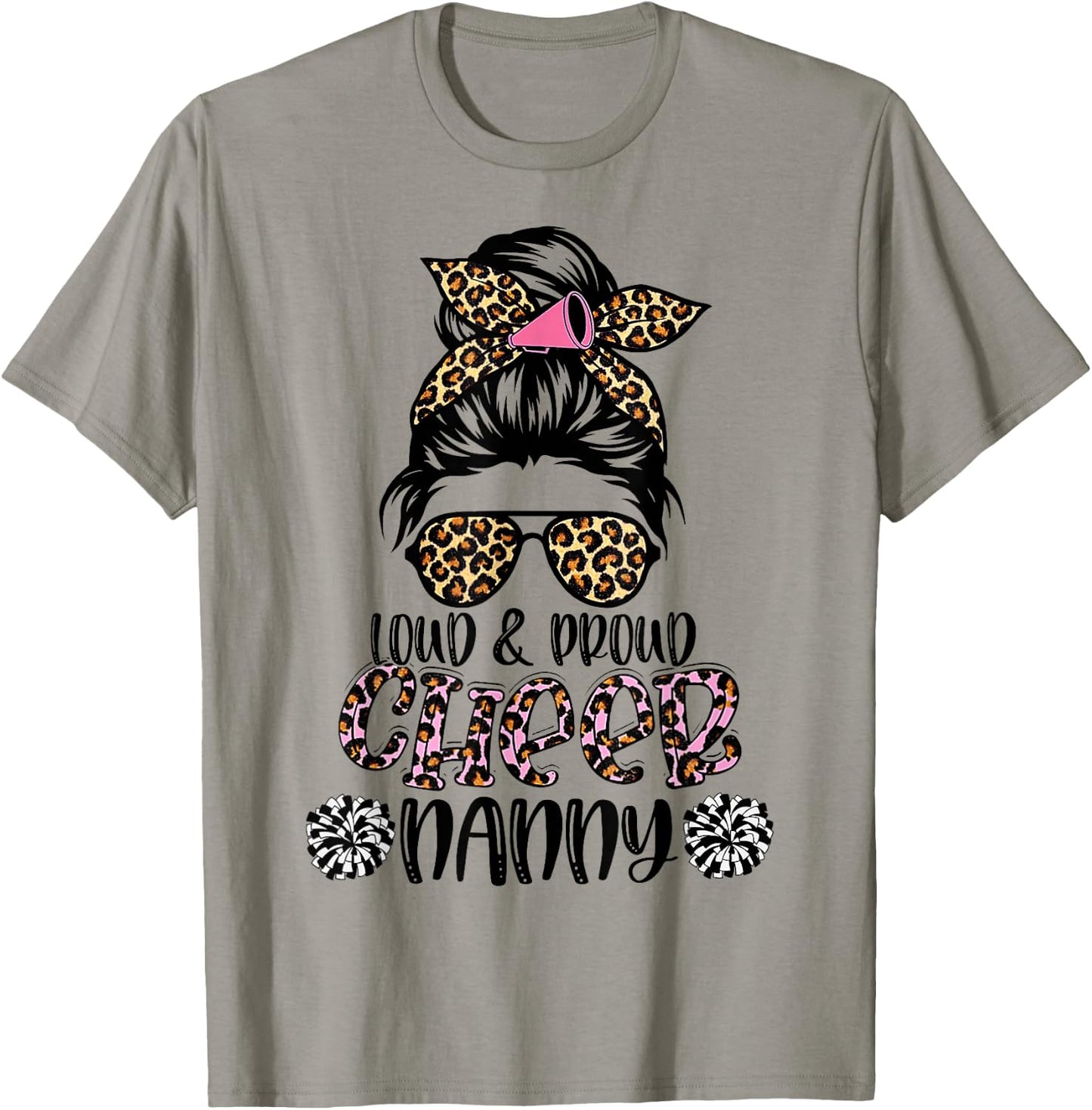 Loud And Proud Cheer Nanny Leopard Mother's Day T-Shirt - T-Shirt | Sand