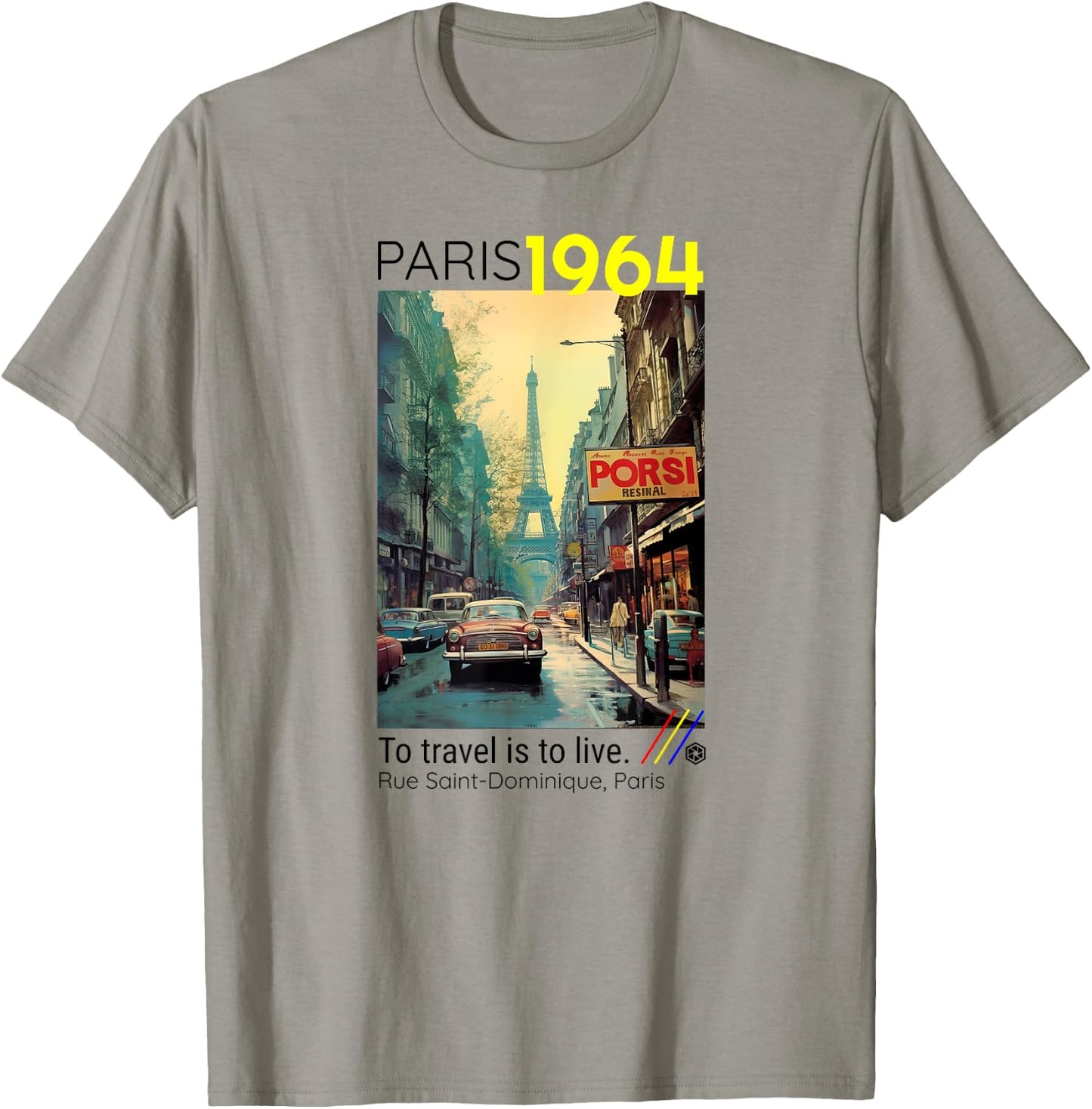 Classic Paris France Travel Lover Poster Style Eiffel Tower T-Shirt - T-Shirt | Sand