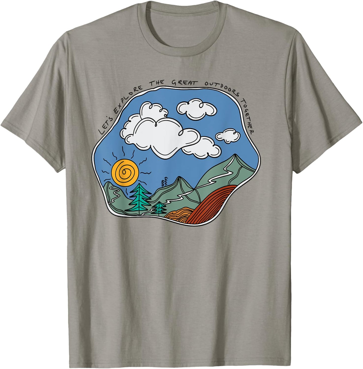 Granola Girl Aesthetic Gorpcore Summer Mountain Nature Retro T-Shirt - T-Shirt | Sand