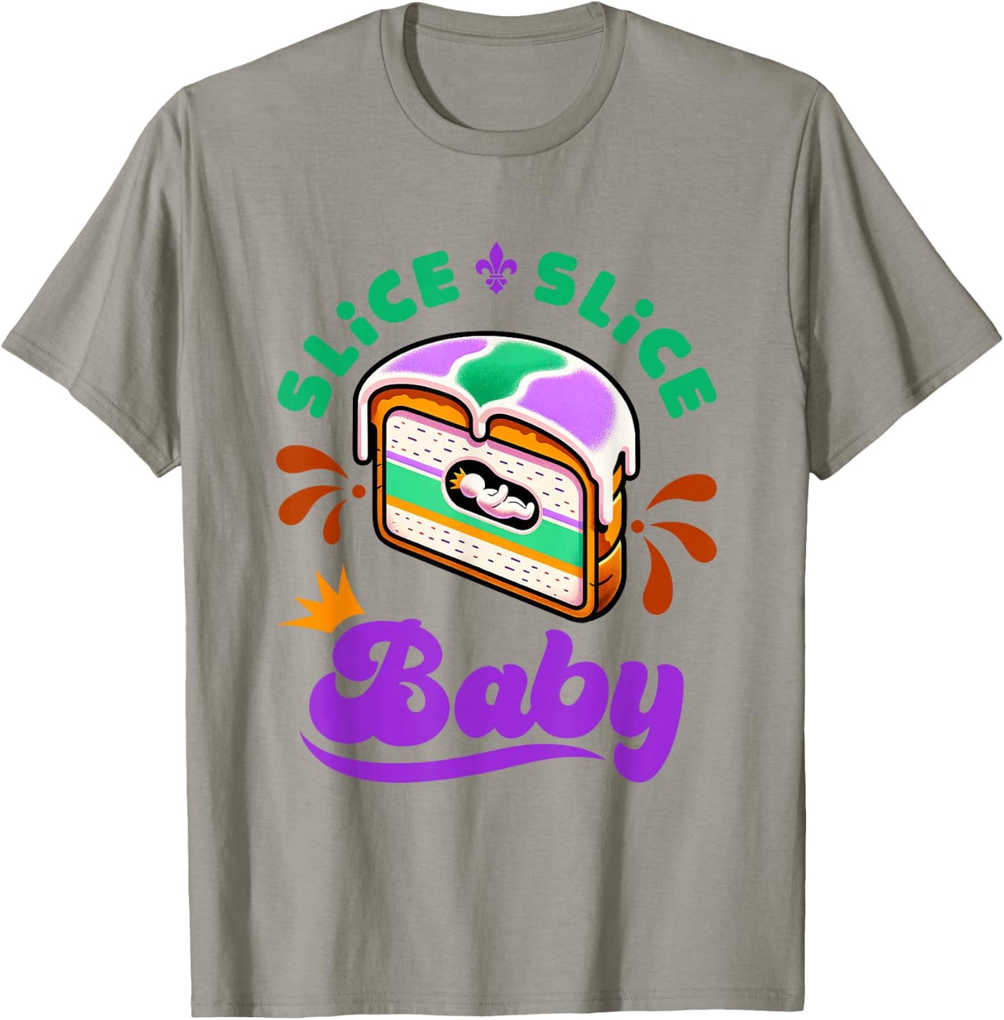 Mardi Gras King Cake Slice Slice Baby T-Shirt - T-Shirt | Sand