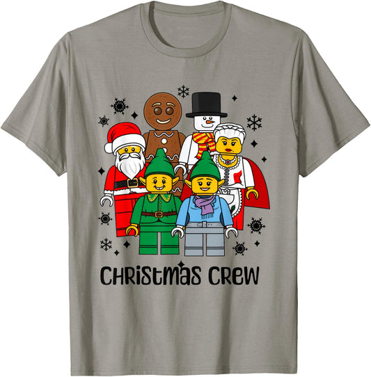 Christmas Building Bricks Santa Snowman Gingerbread Matching T-Shirt - T-Shirt | Sand