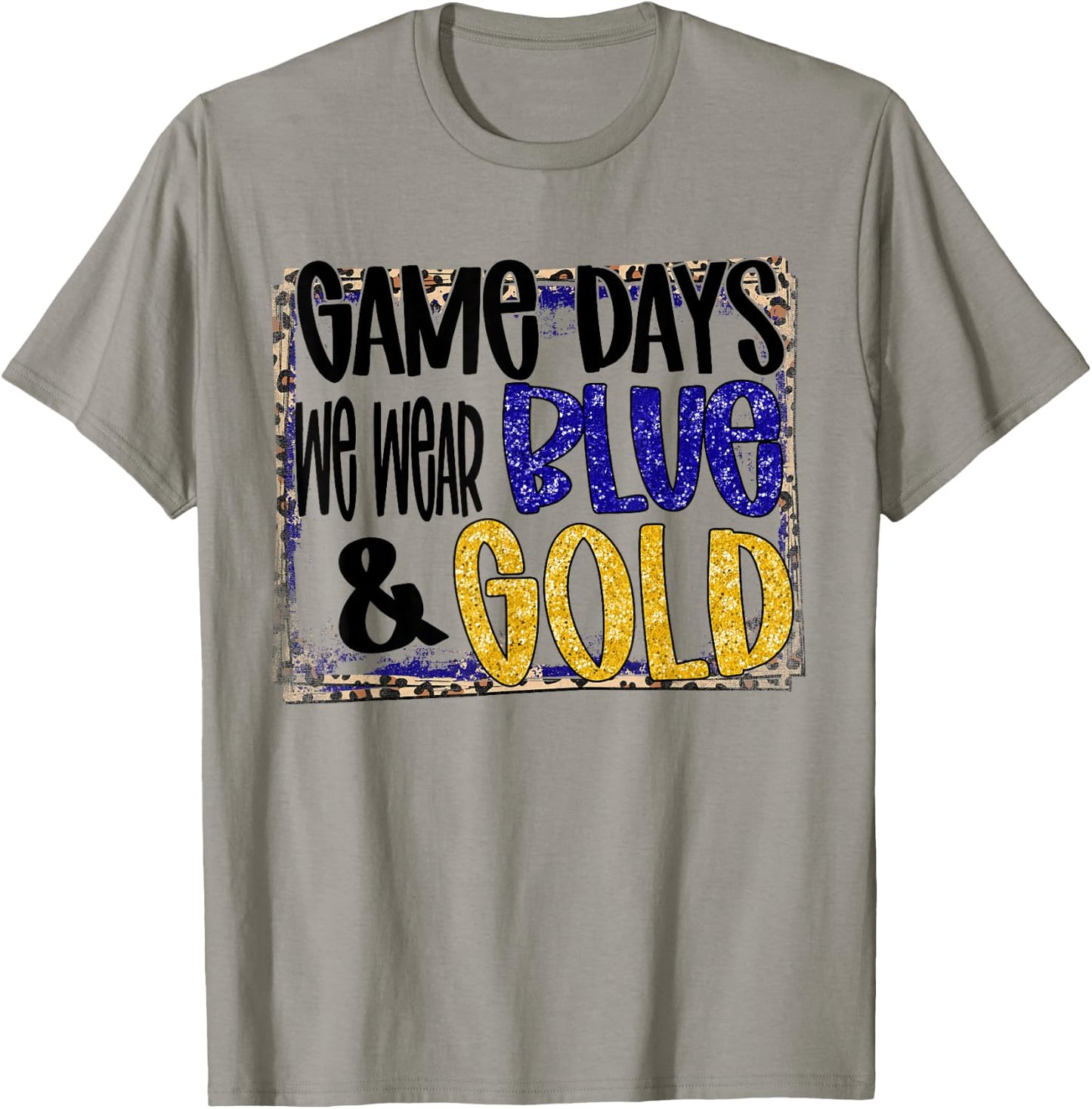 On Gameday Football We Wear Blue And Gold School Spirit T-Shirt - T-Shirt | Sand