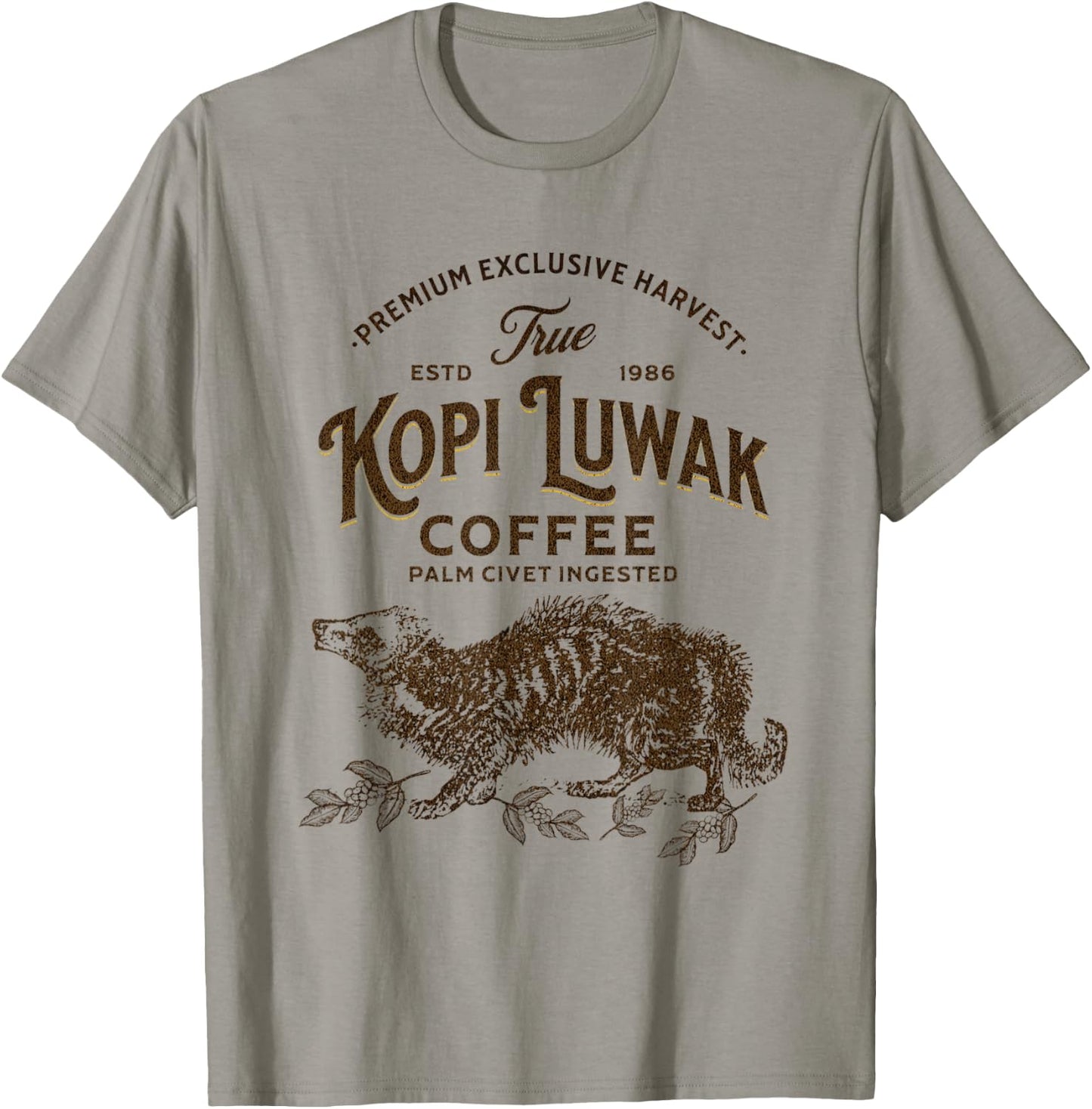 True Kopi Luwak Civet Coffee Expensive Coffee Lover T-Shirt - T-Shirt | Sand