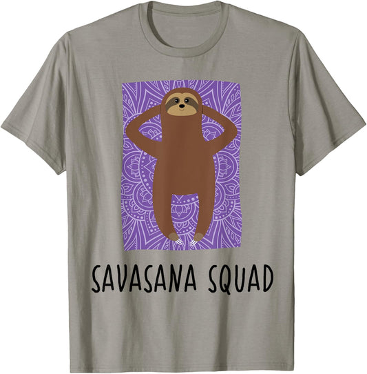 Savasana Squad Shirt | Practicioner Instructor Sloth Yoga T-Shirt - T-Shirt | Sand