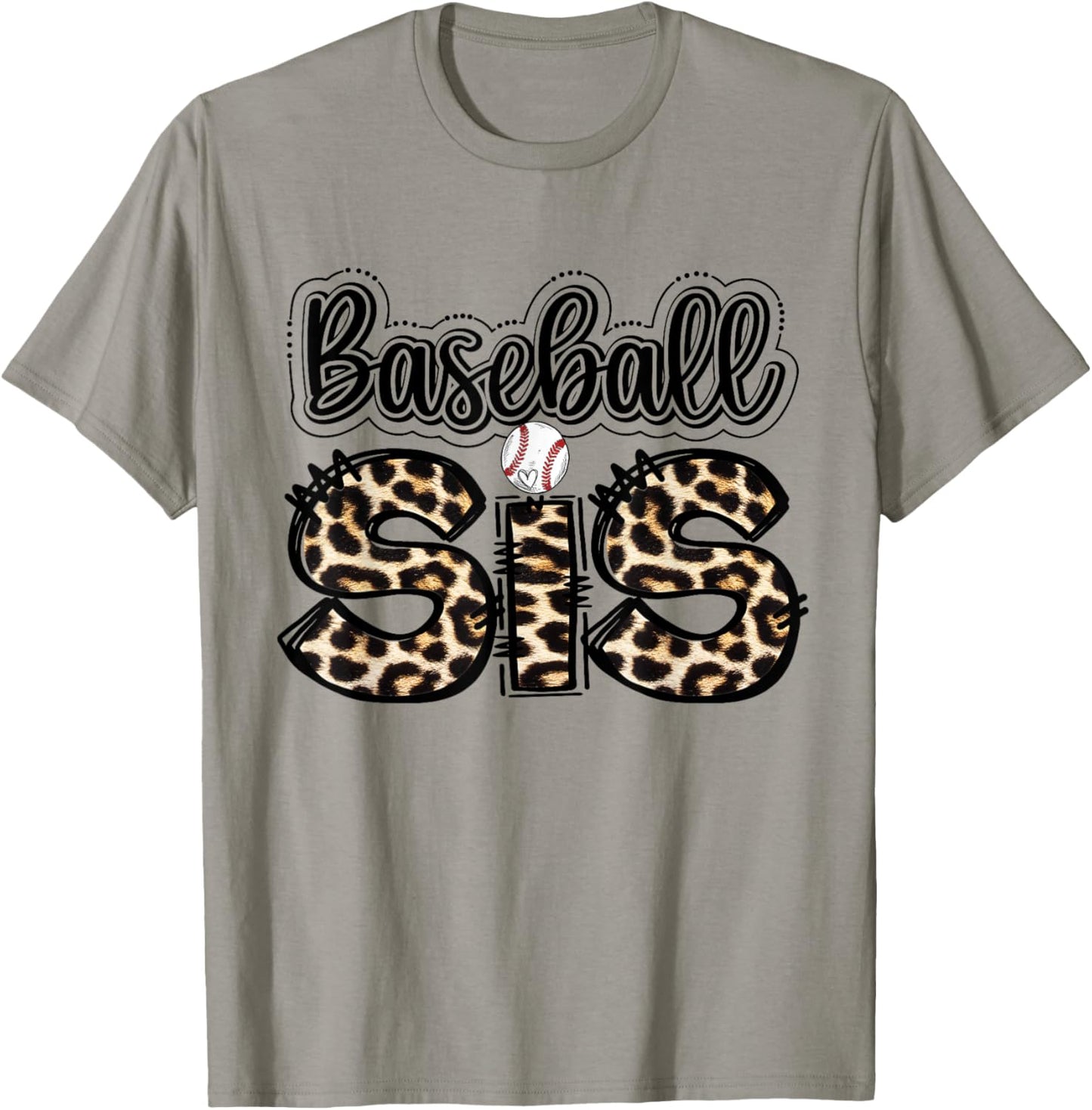 Vintage Sport Lover Sister Mothers Day Leopard Baseball Sis T-Shirt - T-Shirt | Sand