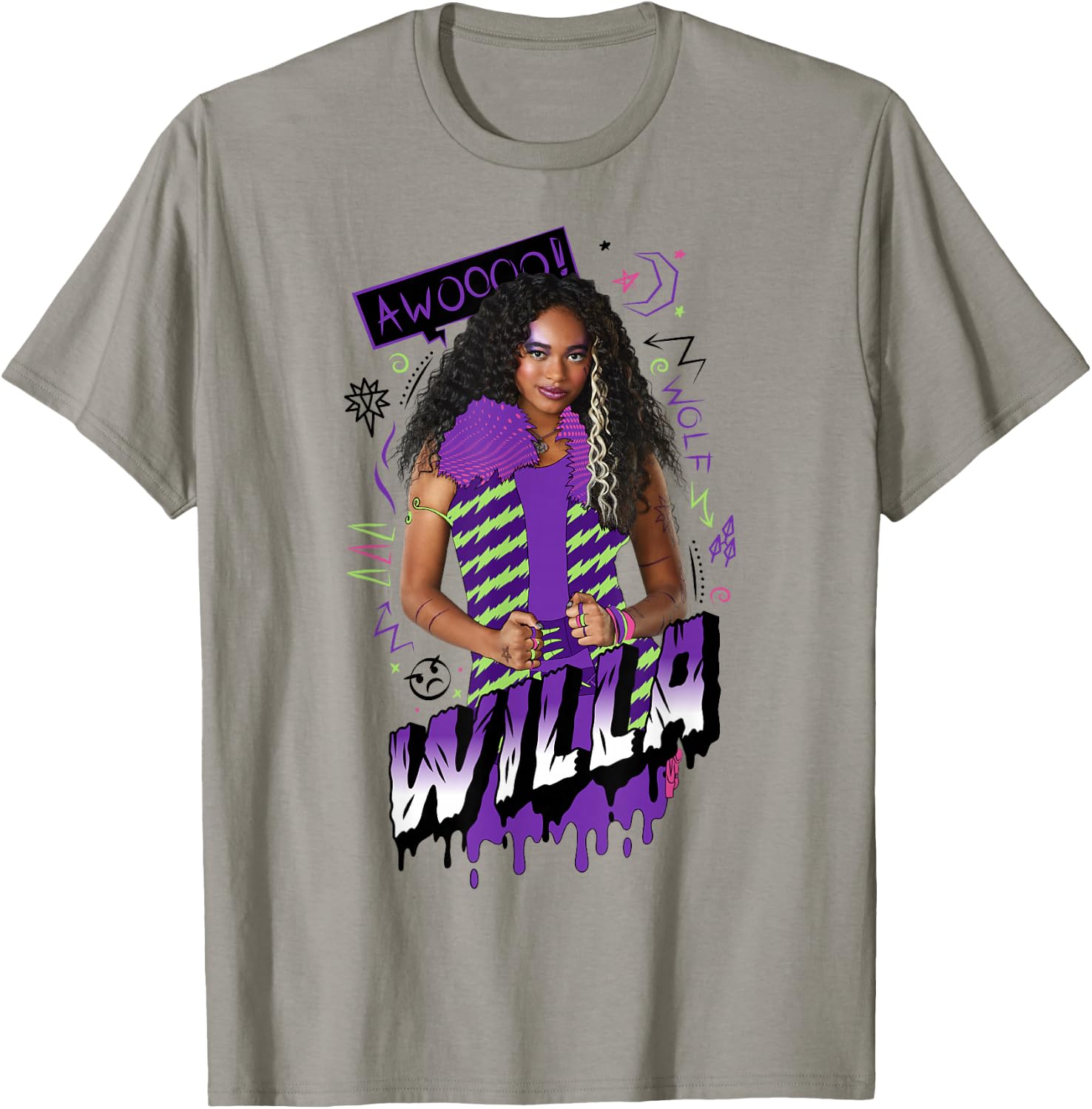 Disney Zombies Willa Wolf Retro Paint Drip Poster T-Shirt - T-Shirt | Sand
