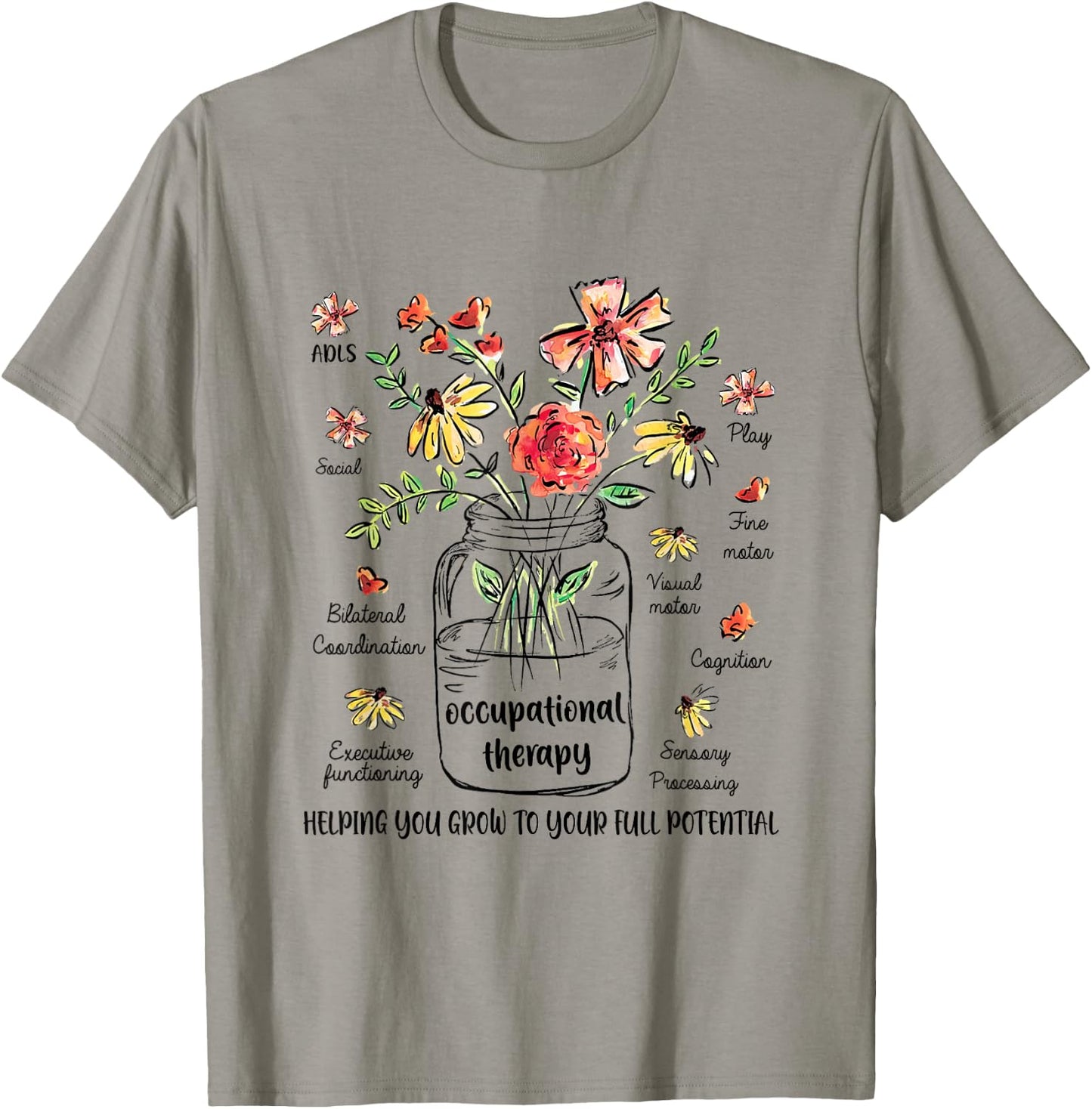 Retro Floral OT Occupational Therapist OT therapy women T-Shirt - T-Shirt | Sand