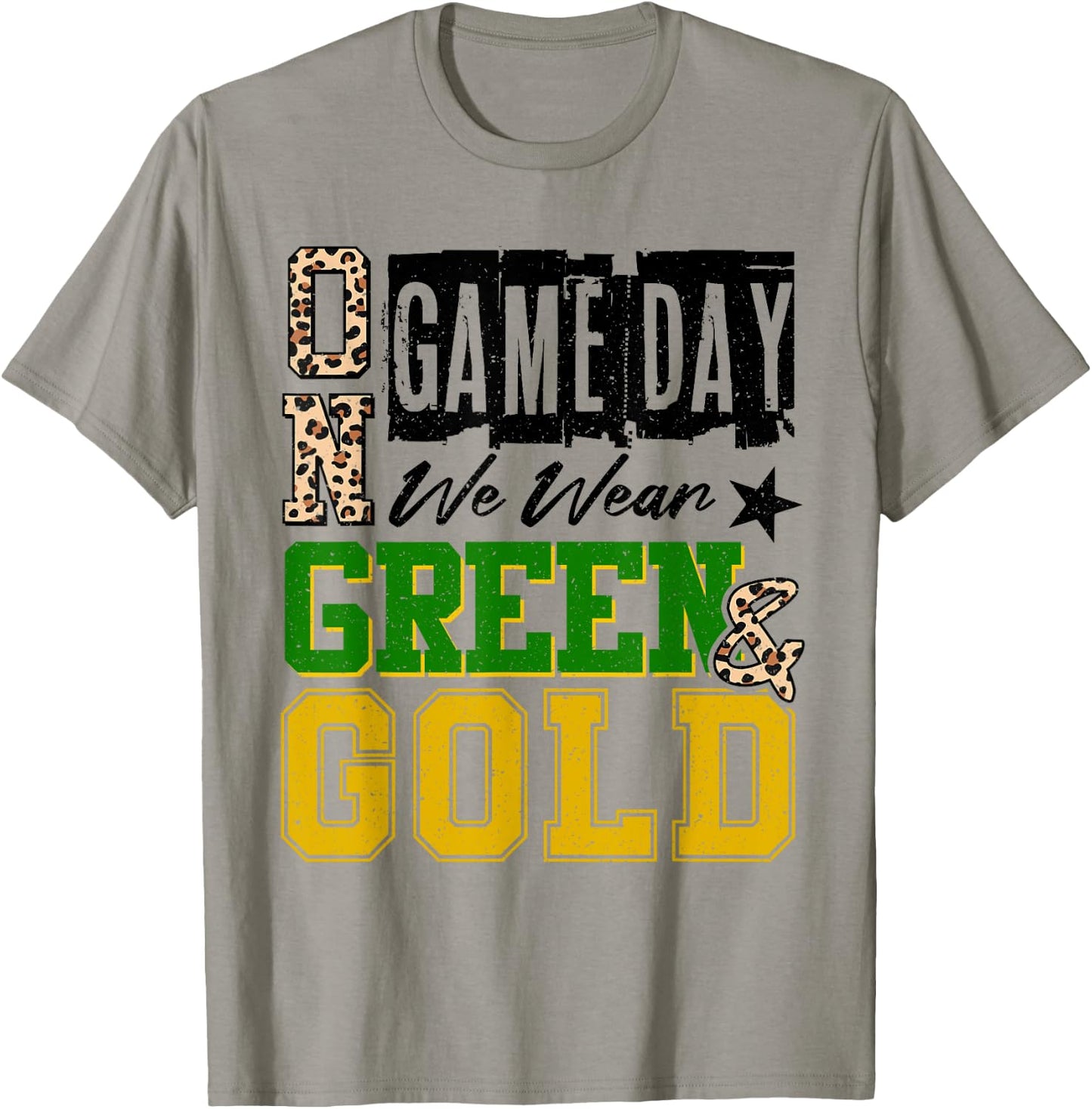 On Gameday Football We Wear Green And Gold School Spirit T-Shirt - T-Shirt | Sand