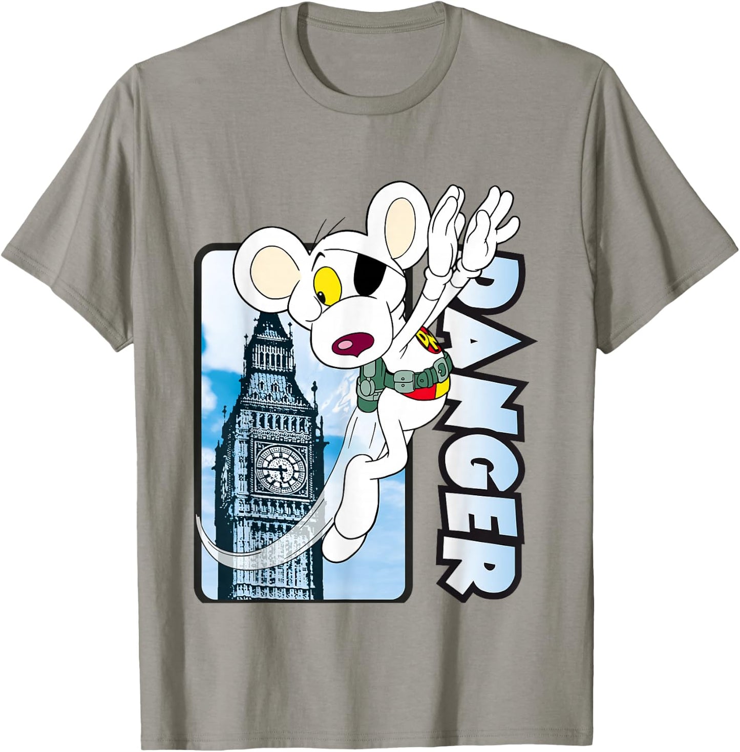 Danger Mouse Flying Past Big Ben T-Shirt - T-Shirt | Sand
