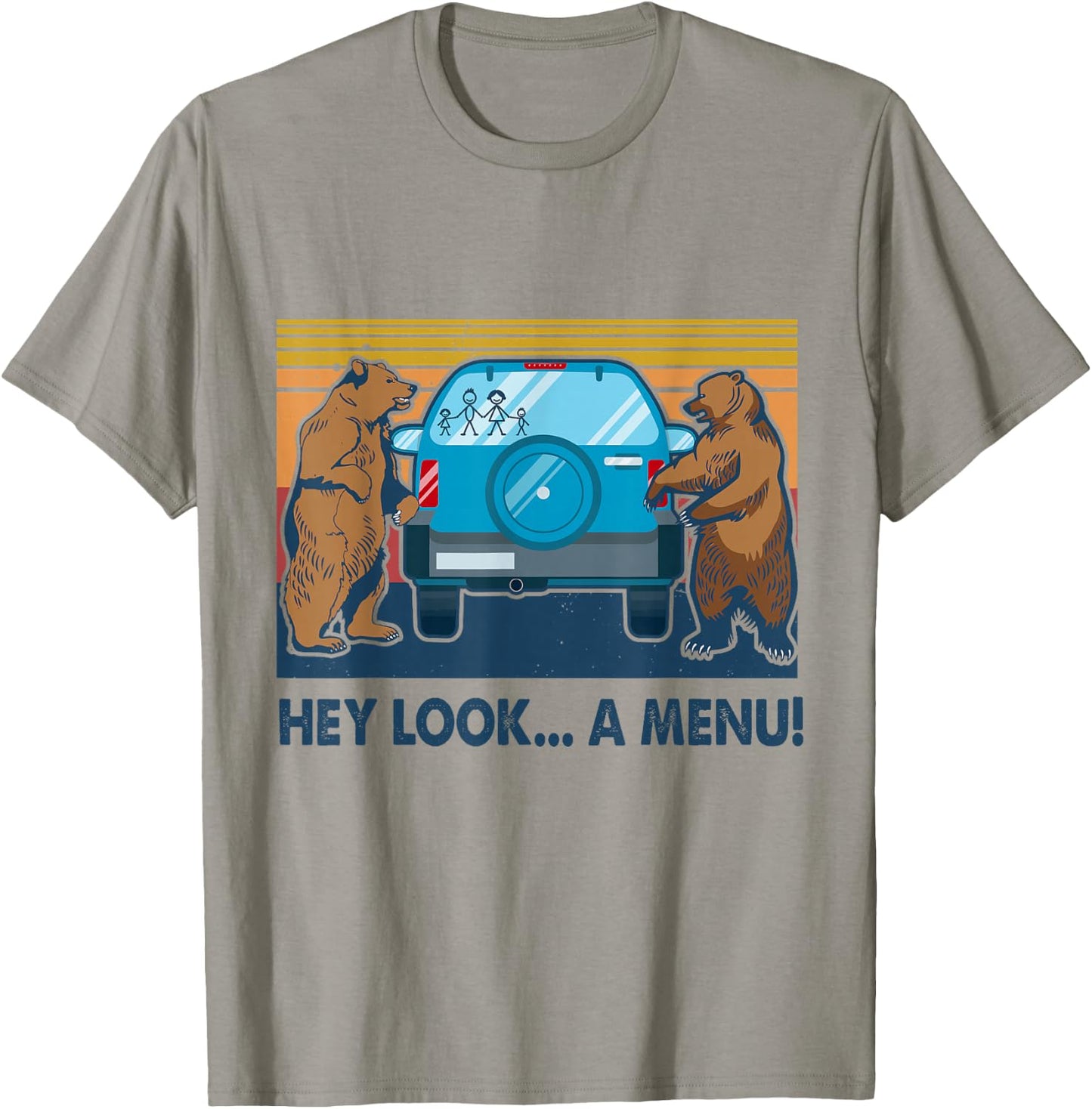 Hey Look A Menu Vintage Camping Camper Hiking Bear Outdoor T-Shirt - T-Shirt | Sand
