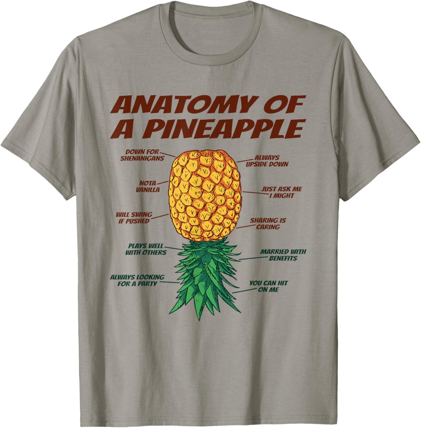 Anatomy Of A Pineapple - Upside Down Pineapple Swinger T-Shirt - T-Shirt | Sand